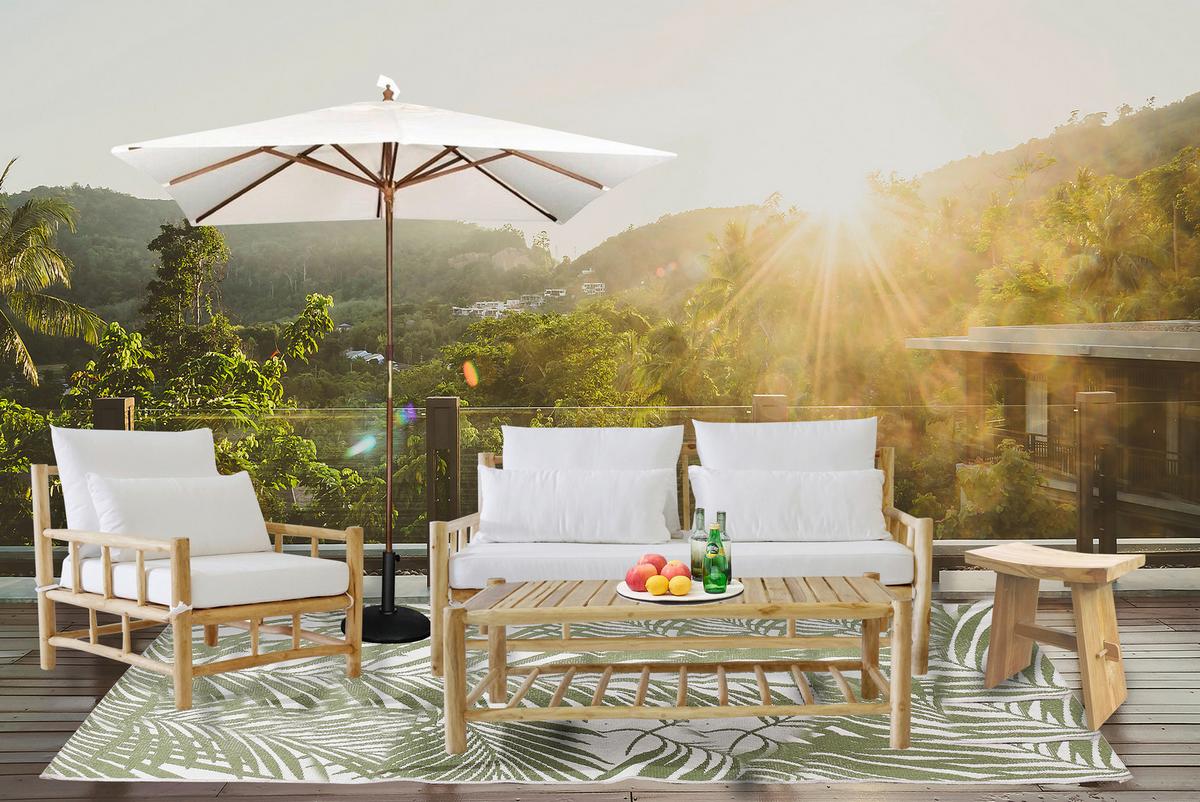 Couchtisch aus Teakholz Naturfarben/Echtholz - Naturfarben, Design, Holz (140/70/45cm) - Gardenson