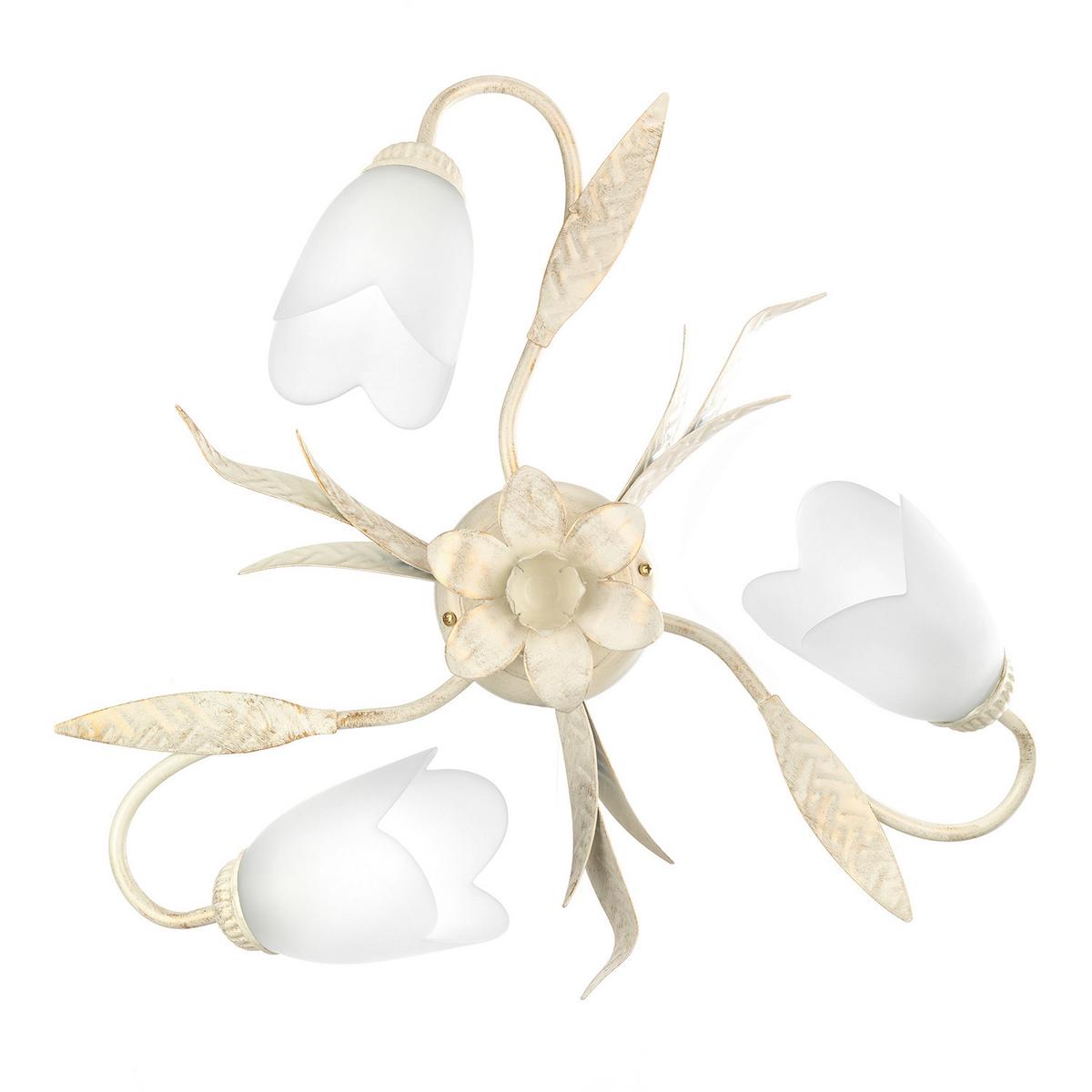 Deckenleuchte Doppio giro avorio Weiß max. 6 Watt - Weiß, KONVENTIONELL, Glas/Metall (50/18cm)