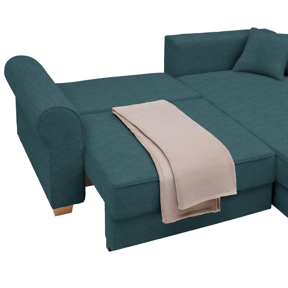 Wohnlandschaft Angelo Petrol - Petrol, MODERN, Holz/Holzwerkstoff (255/92/185cm) - Mömax