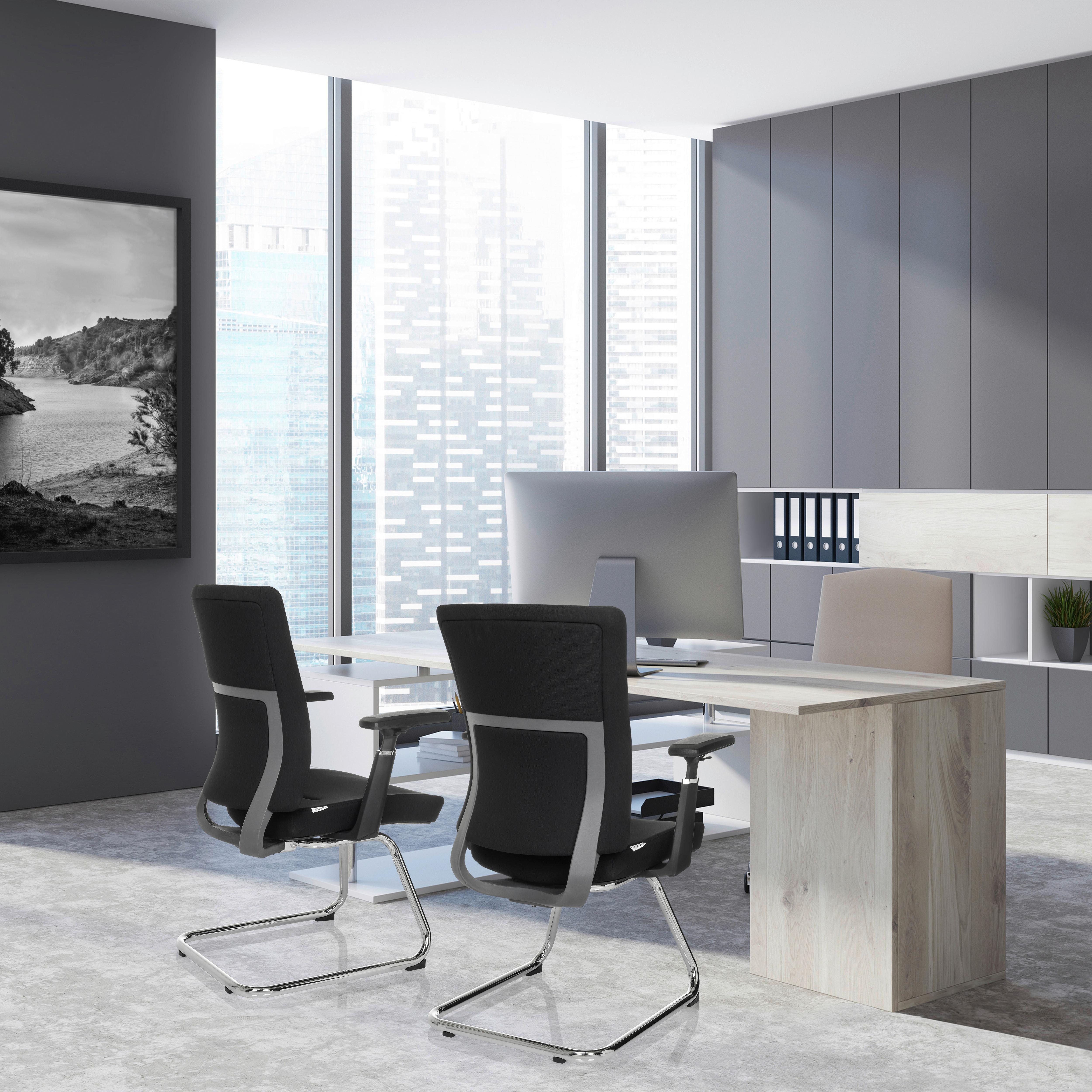 Konferenčni Stol Captivo Pro V, Črna - srebrne barve/črna, Moderno, kovina/tekstil (67cm) - MID.YOU