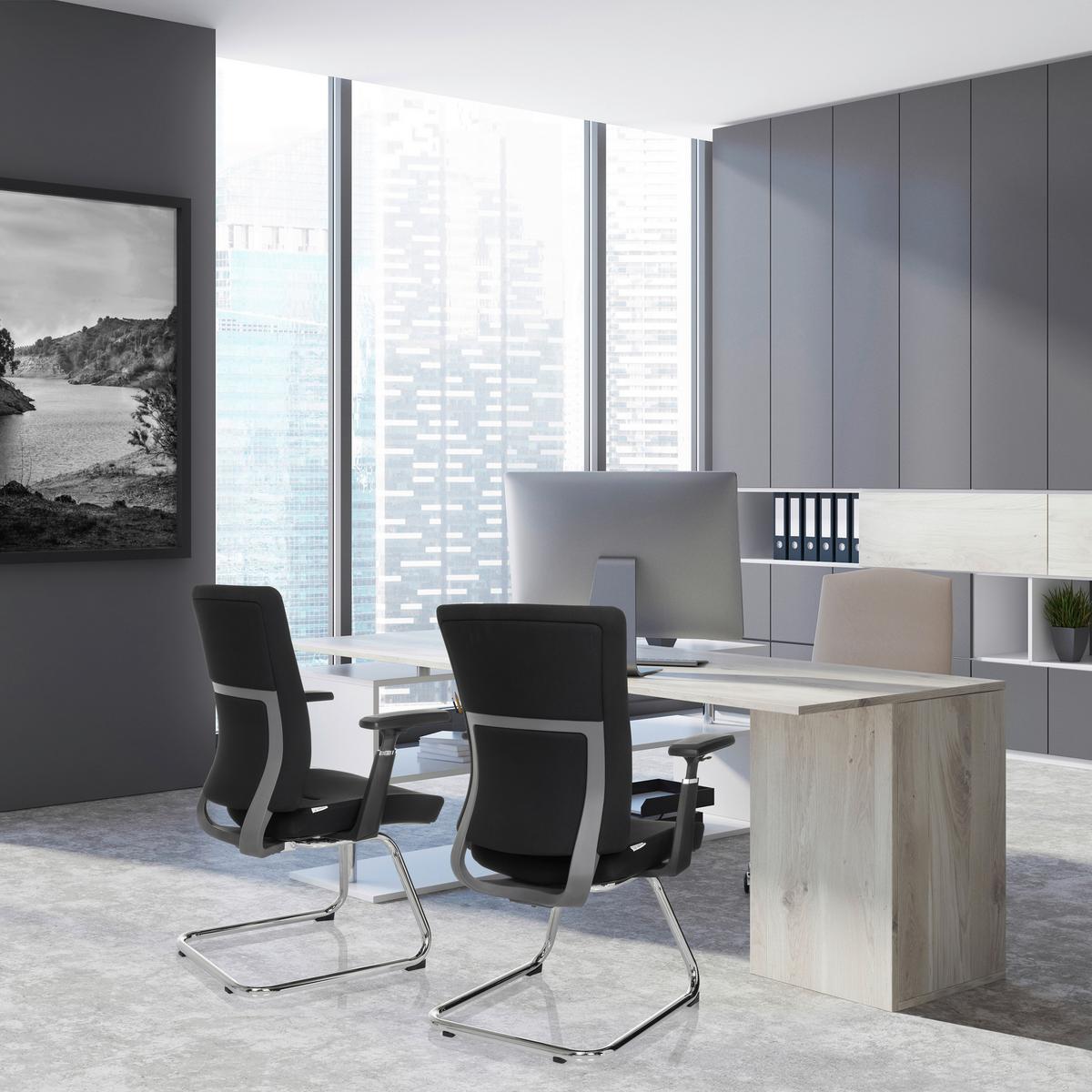 Konferenčni Stol Captivo Pro V, Črna - srebrne barve/črna, Moderno, kovina/tekstil (67cm) - MID.YOU