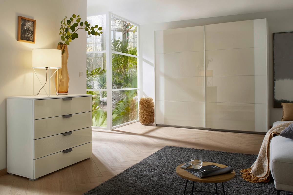 DULAP USI CULISANTE ARTEMIS - alb/șampanie, Modern, sticlă/material pe bază de lemn (181/210/62cm) - Modern Living