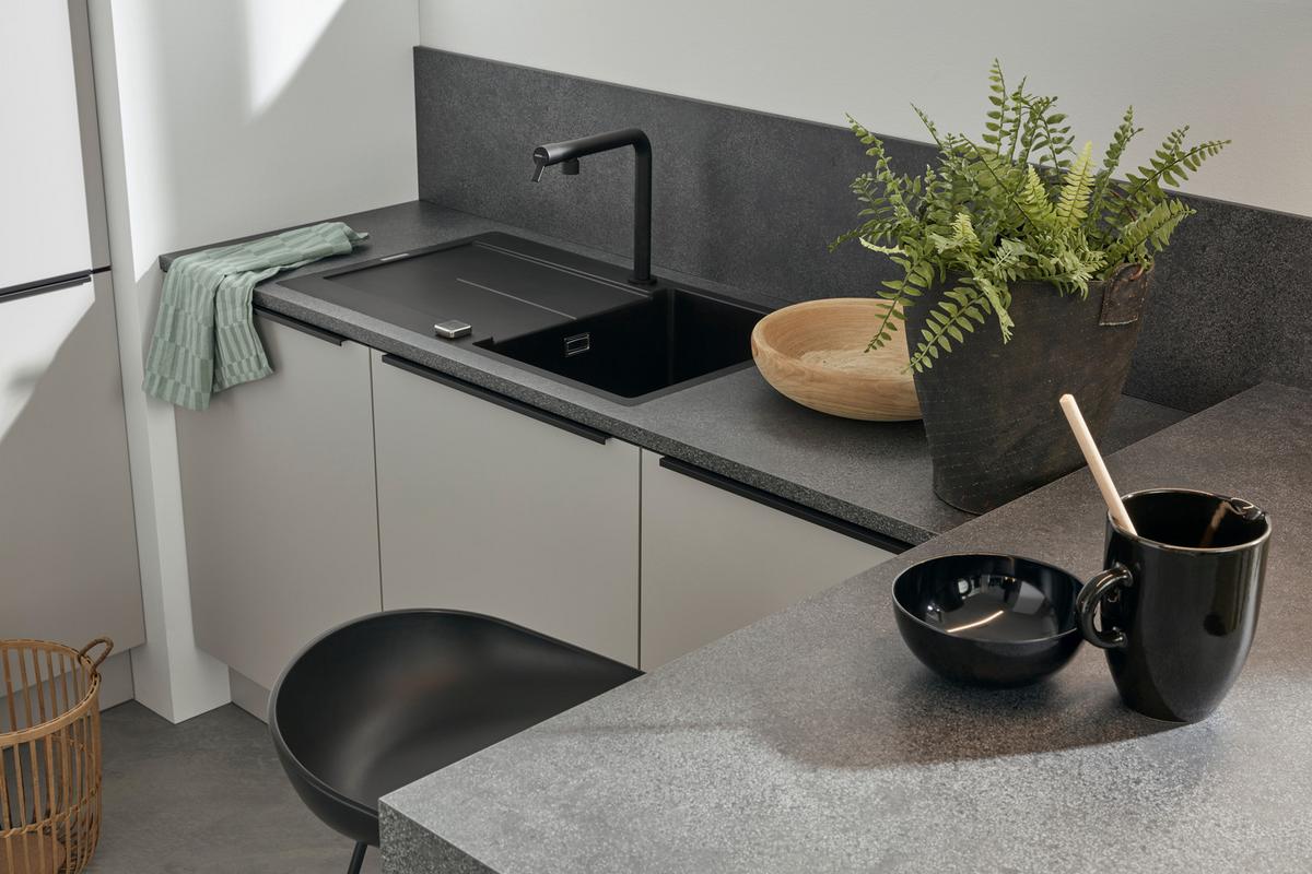 Einbauküche Feel in Grau matt - Platinfarben/Grau, MODERN, Holzwerkstoff - Nolte Küchen