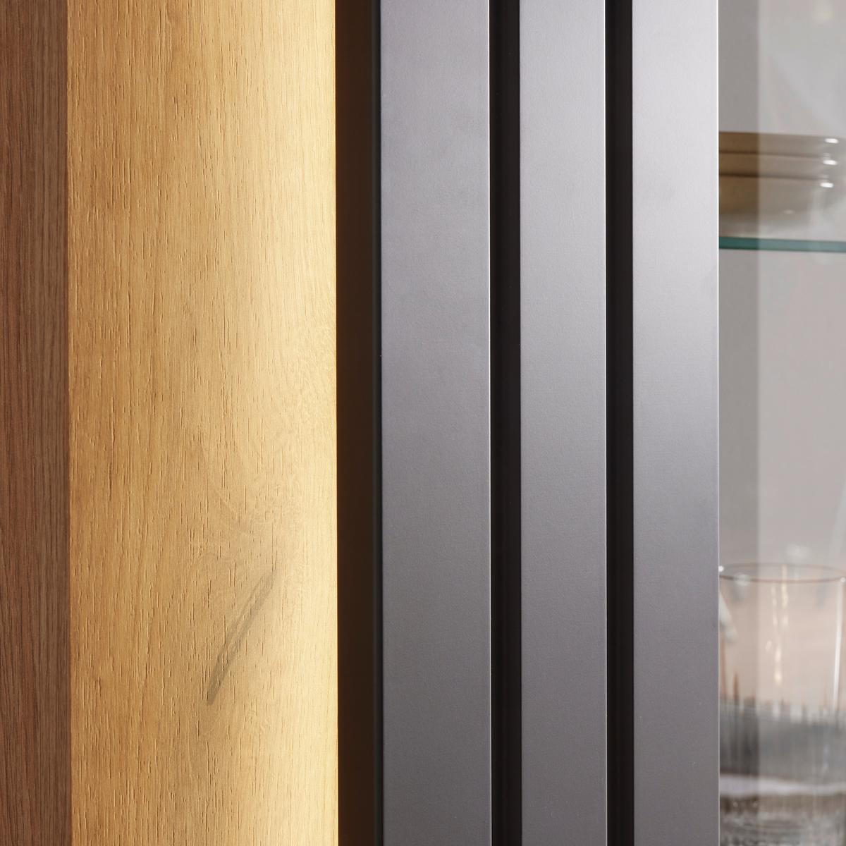 Vitrine in Eiche/Grau - Modern, Glas/Holzwerkstoff (71,8/203/44,8cm) - Mömax