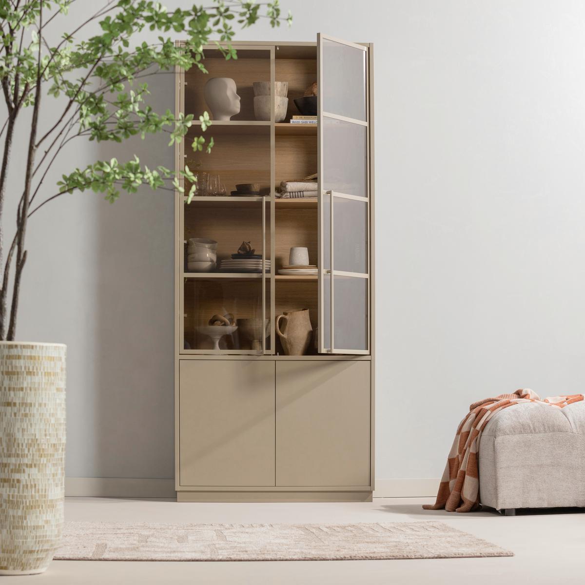Regal Casa Schlammfarben - Schlammfarben, Design, Glas/Holz (101/236/40cm) - Livetastic