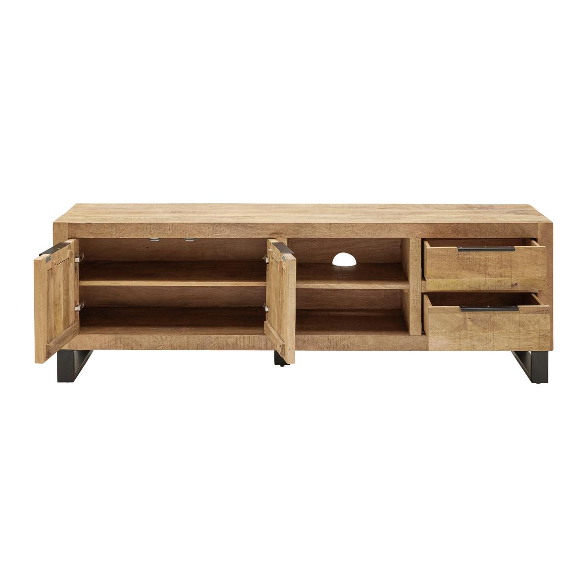 Tv-element Everest - Exklusiv- Mangov Les - črna/naravne barve, Natur, kovina/les (175/57/40cm) - Zandiara