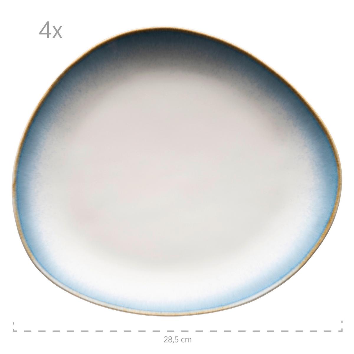 KOMBISERVICE 931990 BLAU POSTSICHER - Blau/Weiss, Basics, Keramik (39,5/34,8/35,5cm) - Mäser