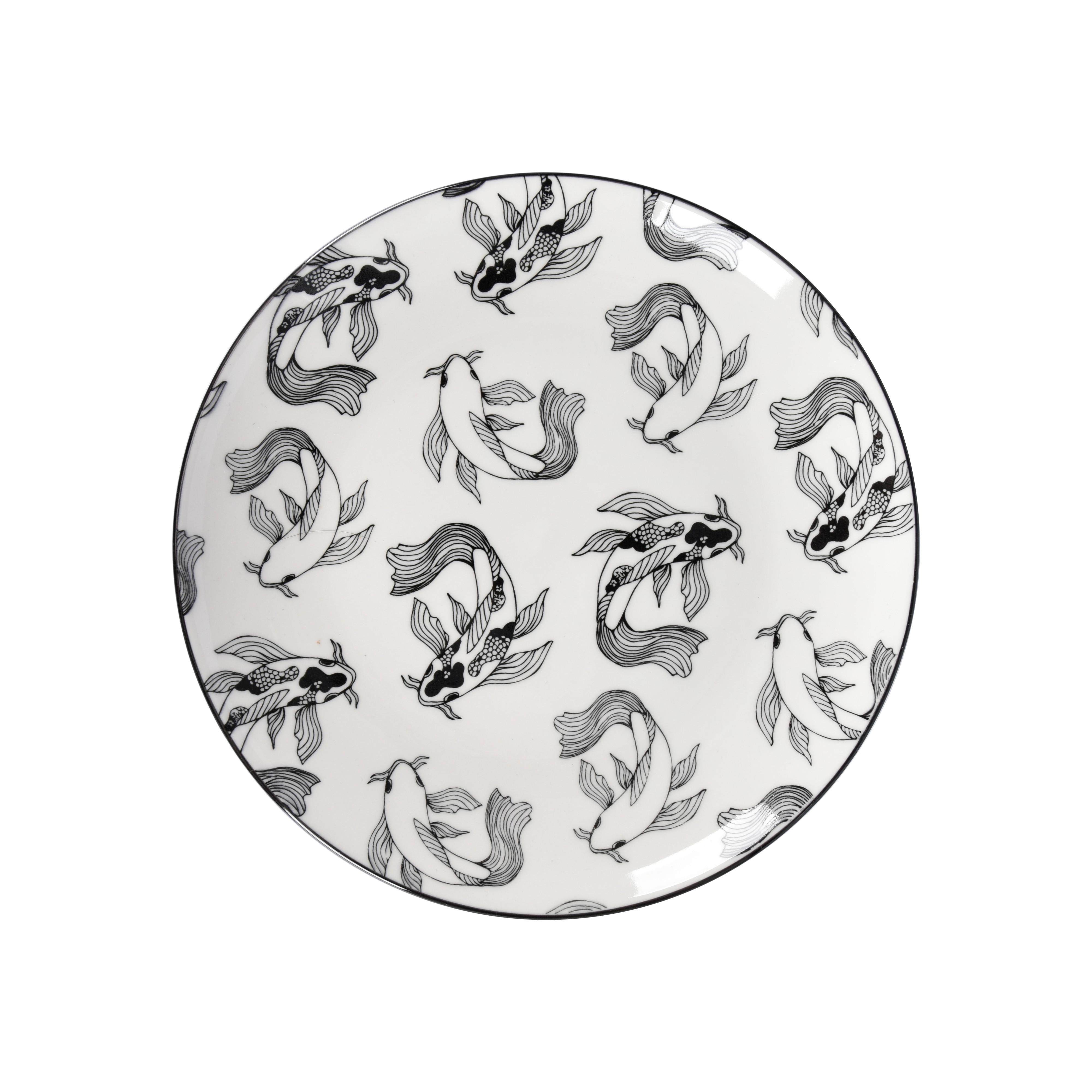 Dessertteller Shiva in Schwarz/Weiß  Ø ca. 20,4cm - Schwarz/Weiß, LIFESTYLE, Keramik (20,4/2,5cm) - Mömax