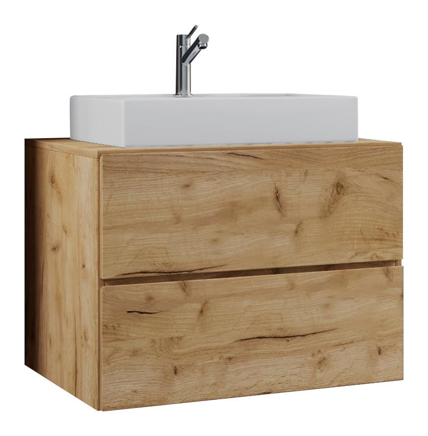Kombiniran Umivalnik Lendas, Hrast - barve hrasta/bela, Moderno, leseni material/keramika (60cm) - MID.YOU