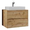 Kombiniran Umivalnik Lendas, Hrast - barve hrasta/bela, Moderno, leseni material/keramika (60cm) - MID.YOU