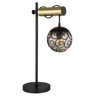 Tischleuchte Fitz in Braun max. 9 Watt - Goldfarben/Schwarz, KONVENTIONELL, Kunststoff/Metall (34/18/55cm) - Globo