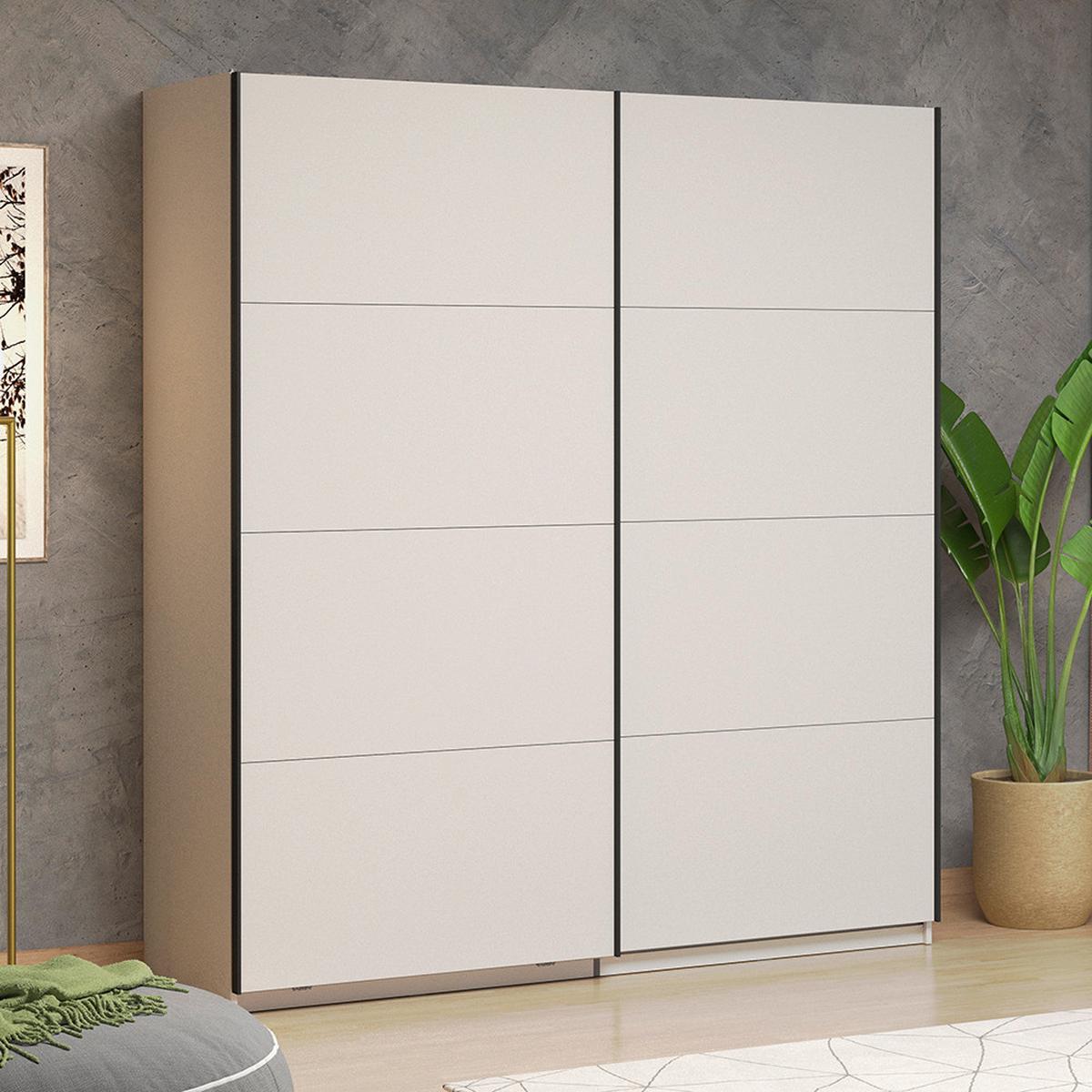 Schwebetürenschrank Gard Kaschmirfarben - Kaschmir/Schwarz, KONVENTIONELL, Holzwerkstoff/Metall (195/217/61cm) - Based