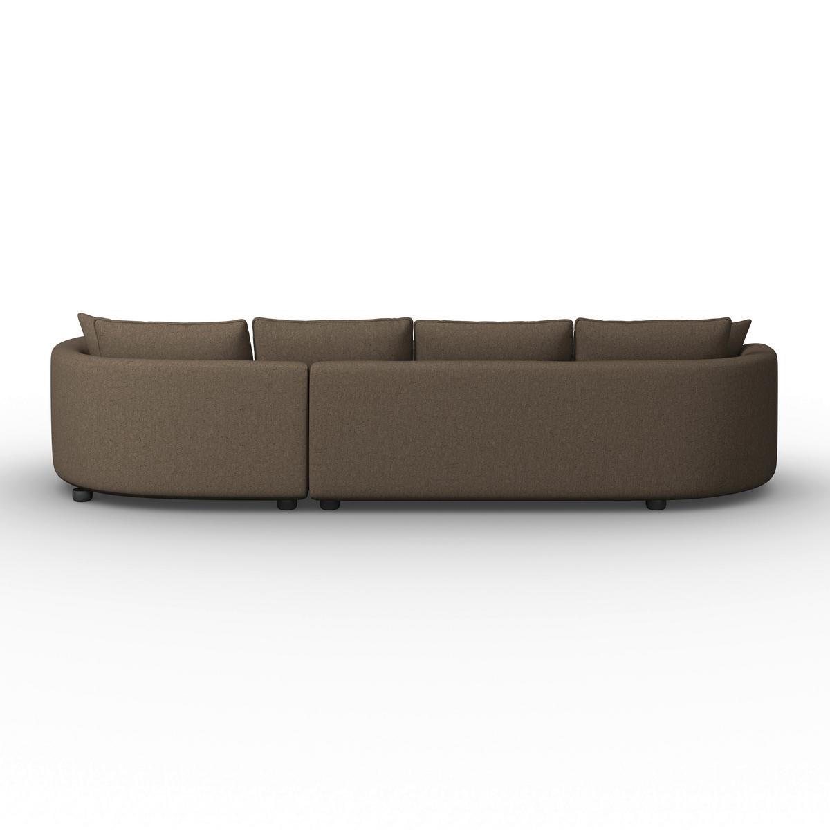 Wohnlandschaft Nilas Braun Chenille mit Hocker - Schwarz/Braun, MODERN, Holz/Textil (322/80/154cm) - Bessagi Home