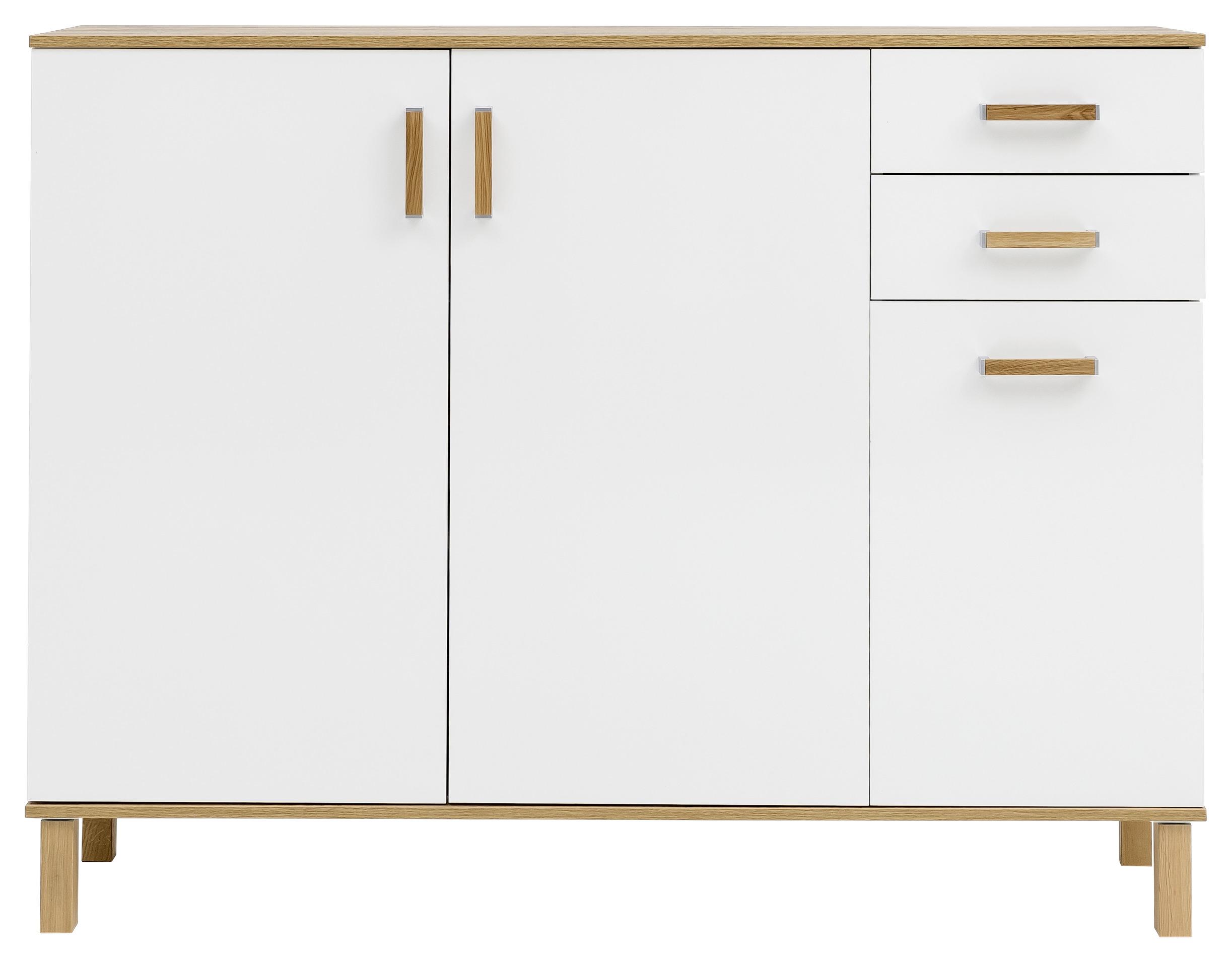 Schuhschrank "Padua" , weiß - Eichefarben/Weiß, Basics, Holz/Holzwerkstoff (142/114,5/35cm) - MID.YOU