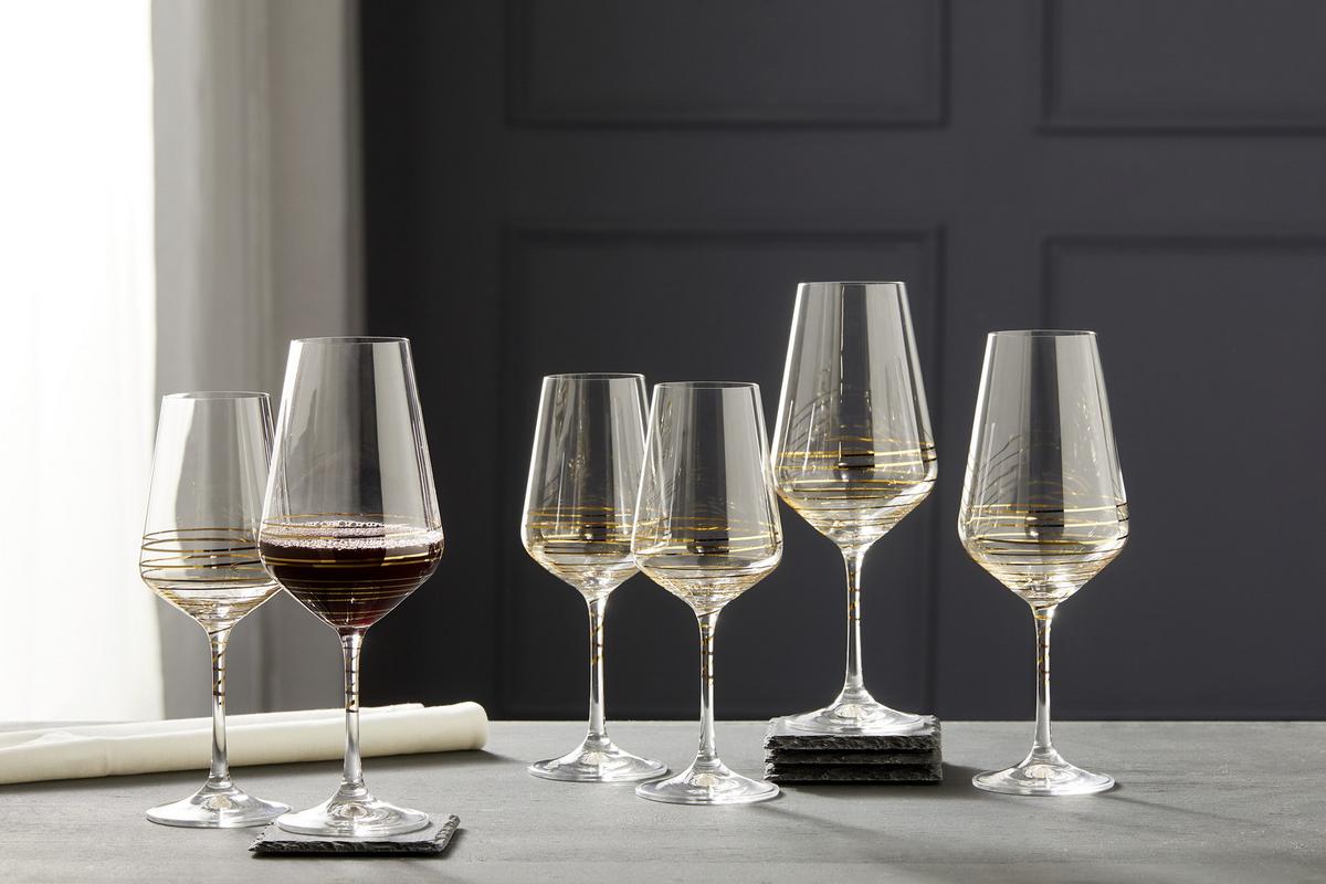 Pahar pentru vin roșu Elegance - străveziu/auriu, Modern, sticlă (0,55l) - Bohemia