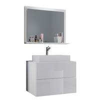 Badezimmer Lendas 3-tlg. Weiß ca. 60 cm - Weiß, MODERN, Glas/Keramik (60cm) - MID.YOU