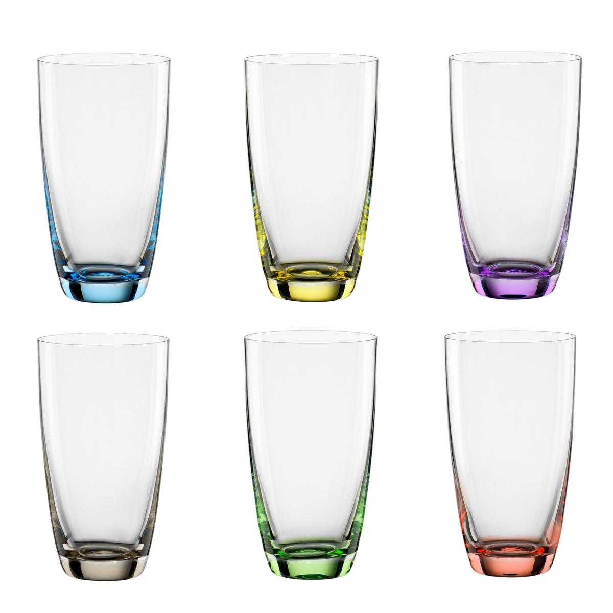 KOMPLET SZKŁA STOŁOWEGO 107 027 022 - różowy/zielony, Basics, szkło (350ml) - Novel