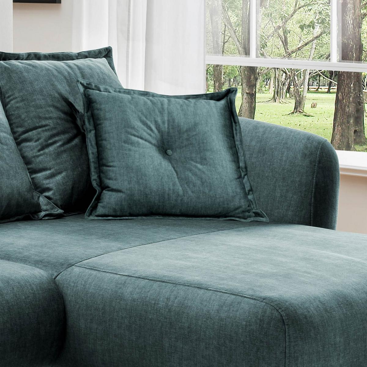 Wohnlandschaft Baggio Blau Velours - Blau/Buchefarben, MODERN, Holz/Textil (277/162cm) - Livetastic