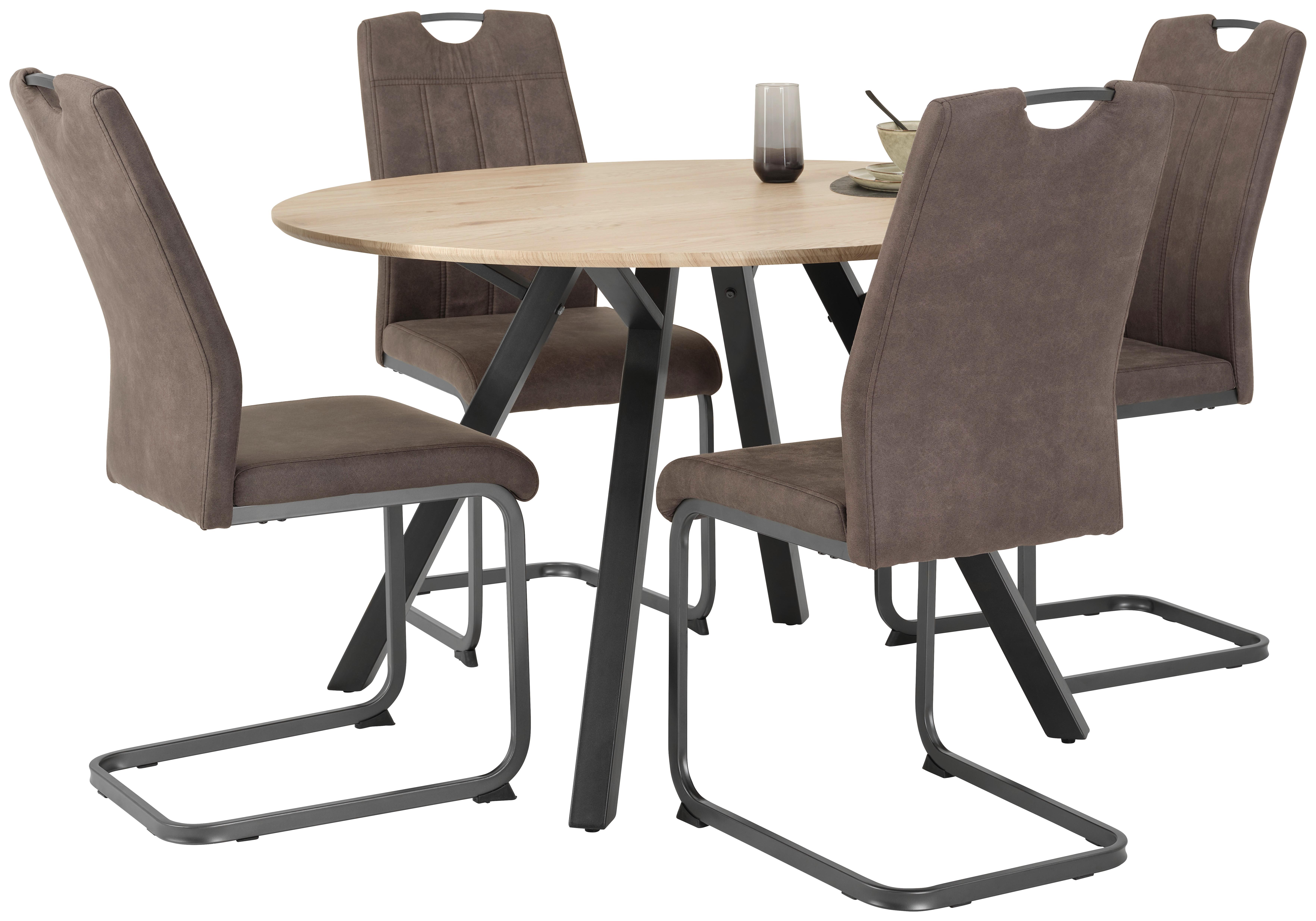 Masă ARNO 120 - stejar Artisan/negru, Modern, metal/material pe bază de lemn (120/76/120cm)