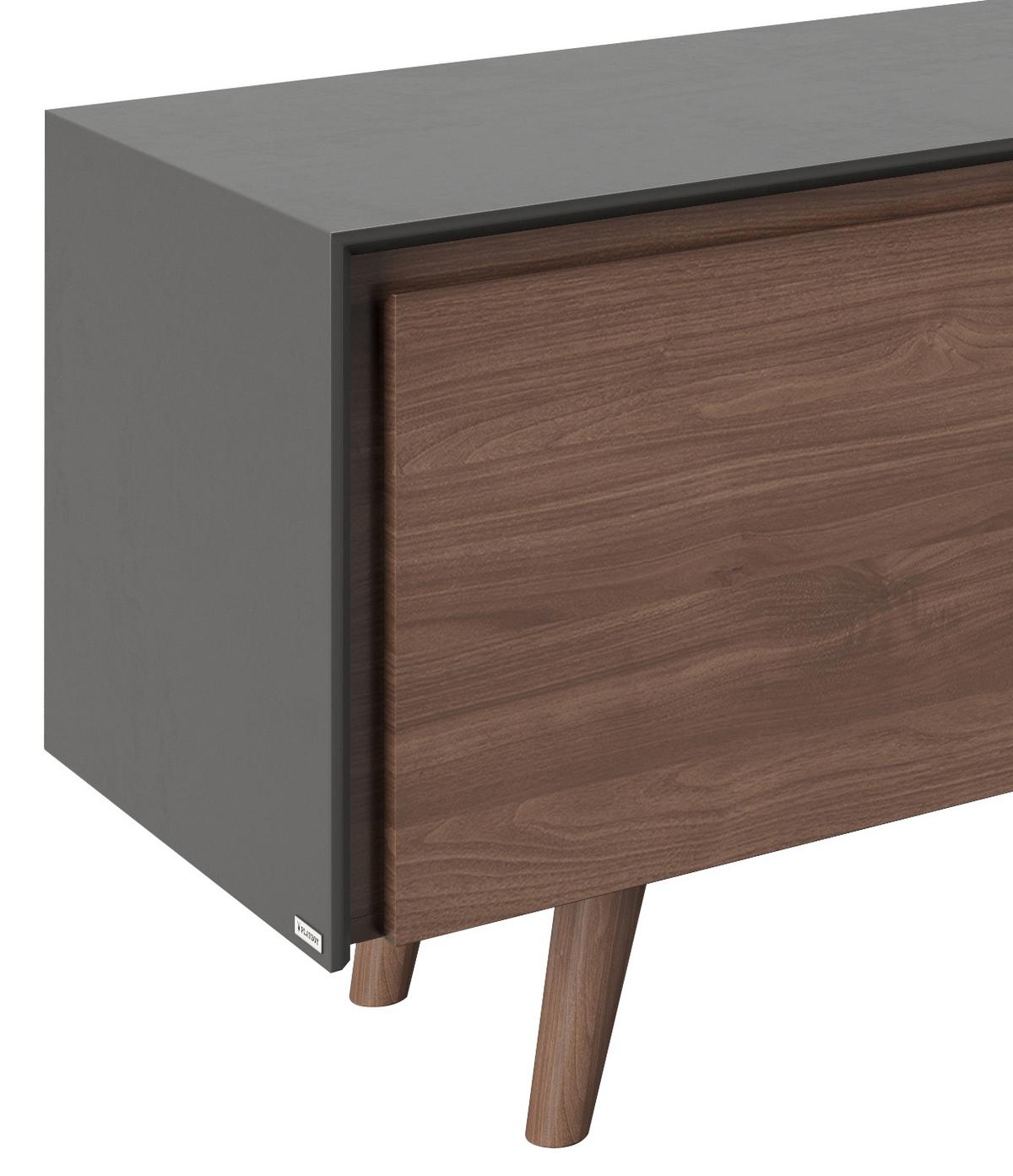 PLAYBOY Lowboard Victoria ca. 150x59 cm Wallnussf./Grau - Walnussfarben, KONVENTIONELL, Glas/Holz (150/58,6/42cm) - Playboy