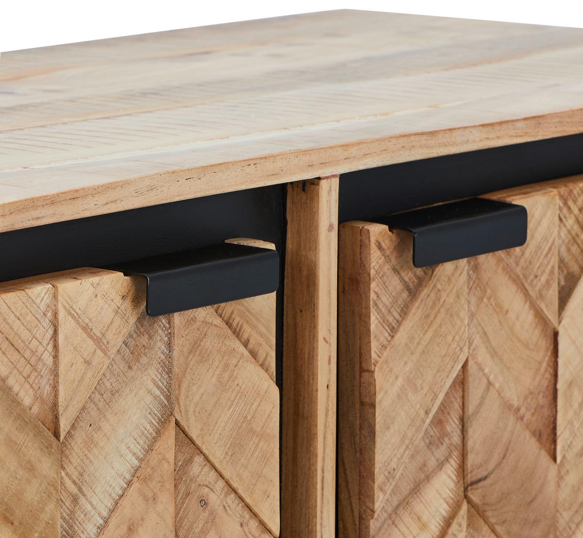 KOMODA NISKA LOWBOARD BASEL - kolor akacjowy/czarny, Modern, metal/drewno (175/60/45cm) - Livetastic