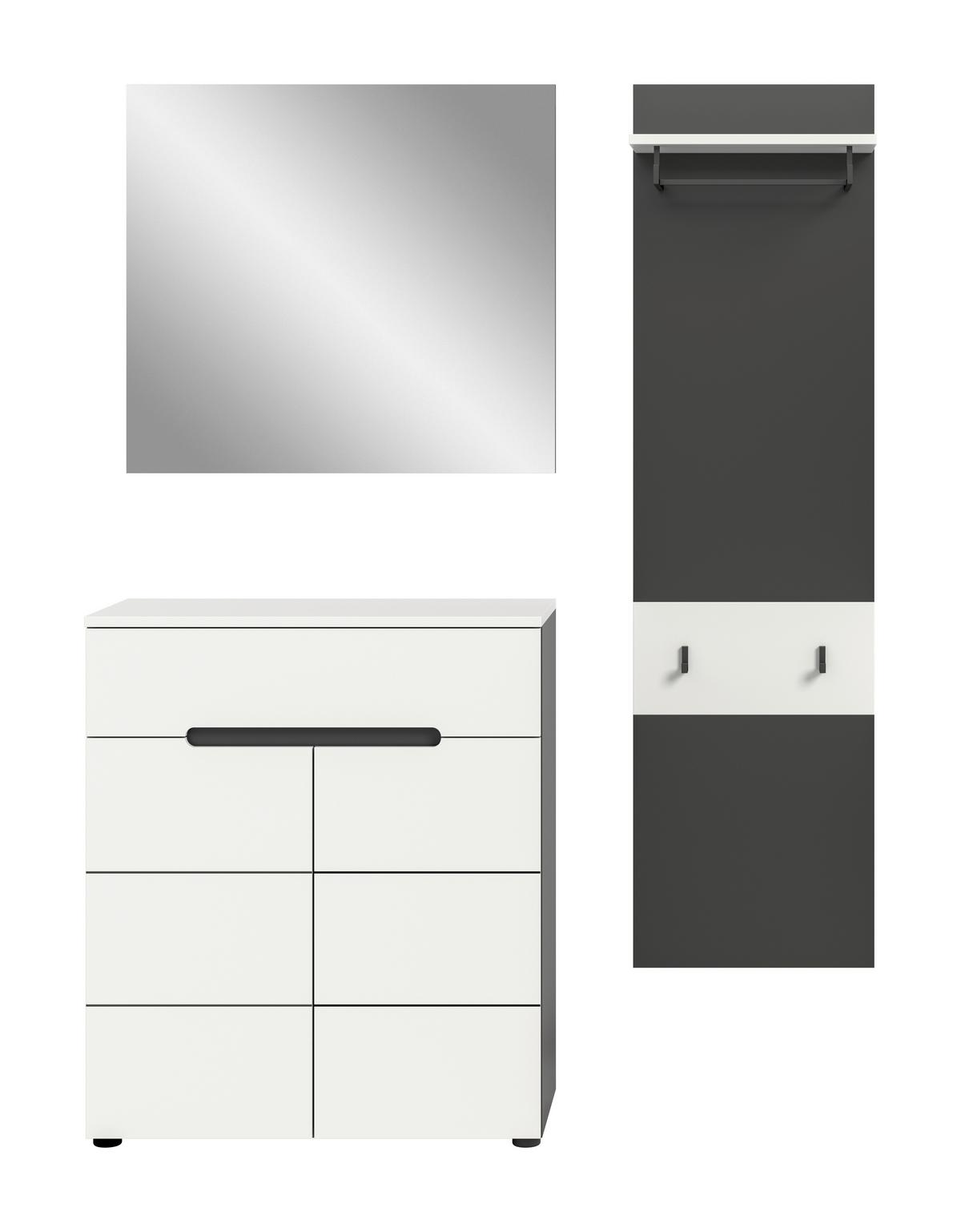 Predsoba Canu, Bela, Siva, 3-Delna - bela, Design, leseni material (140/190/37cm) - Livetastic