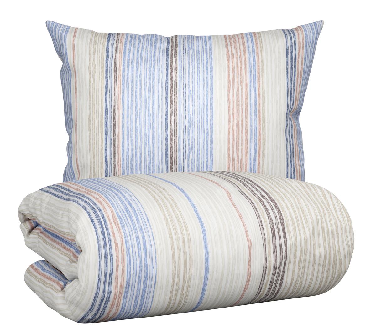 Bettwäsche Sara in Bunt ca. 160x210cm - Blau/Braun, Konventionell, Textil (160/210cm) - Modern Living