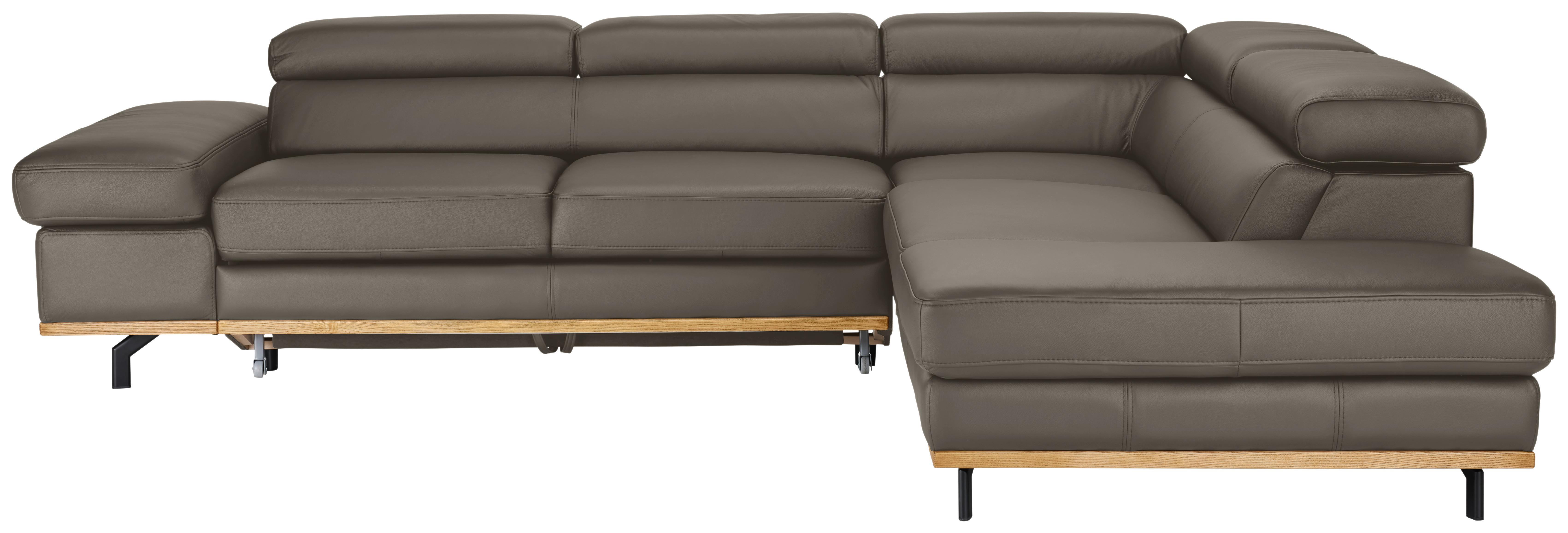Wohnlandschaft Carmen rechts Dunkelgrau - Dunkelgrau/Schwarz, MODERN, Leder/Holz (292/72/226cm) - Premium Living