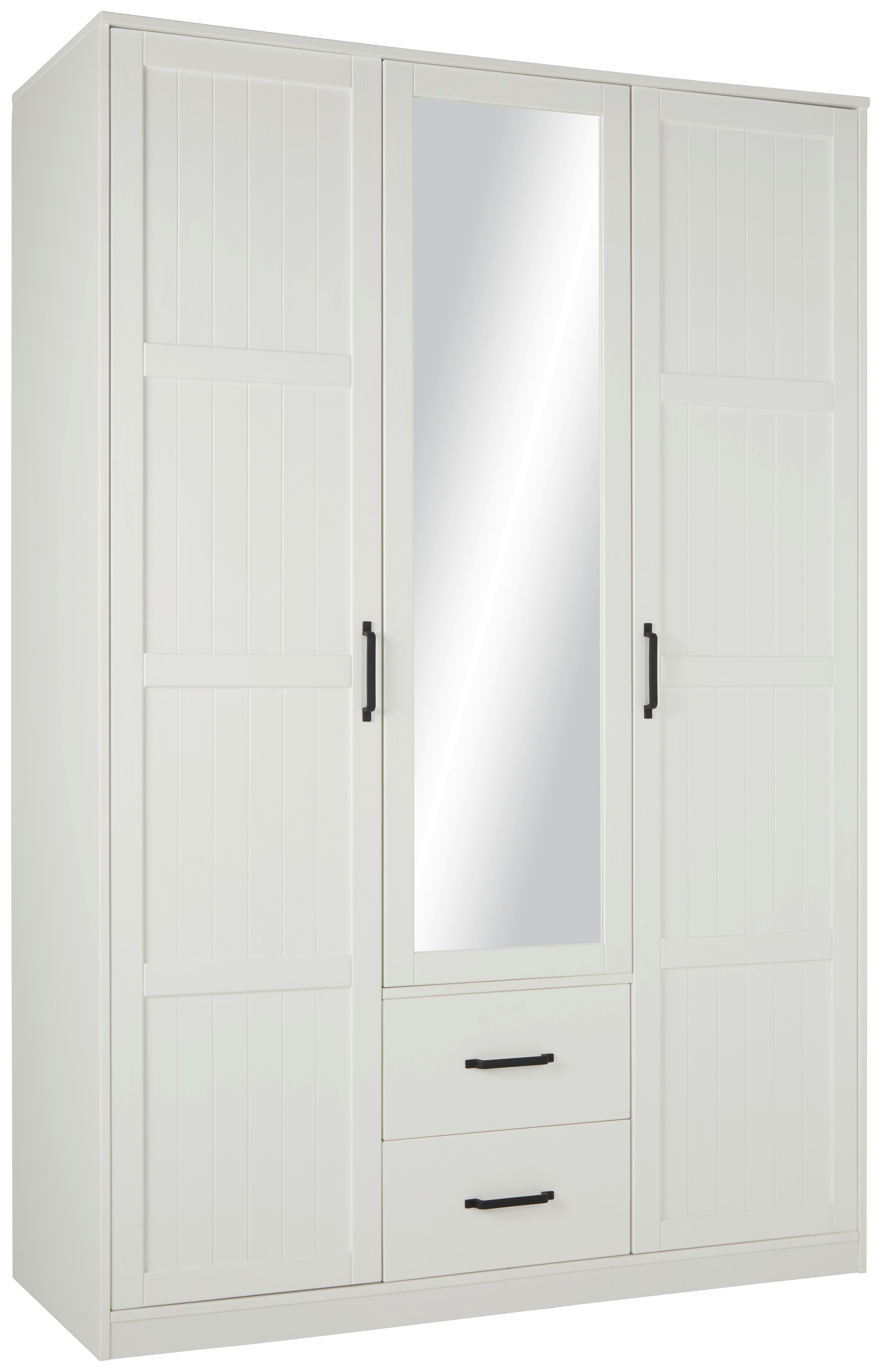Drehtürenschrank aus Kiefer teilmassiv in Weiß - Schwarz/Weiß, ROMANTIK / LANDHAUS, Holz/Kunststoff (148/220/60cm) - Mömax
