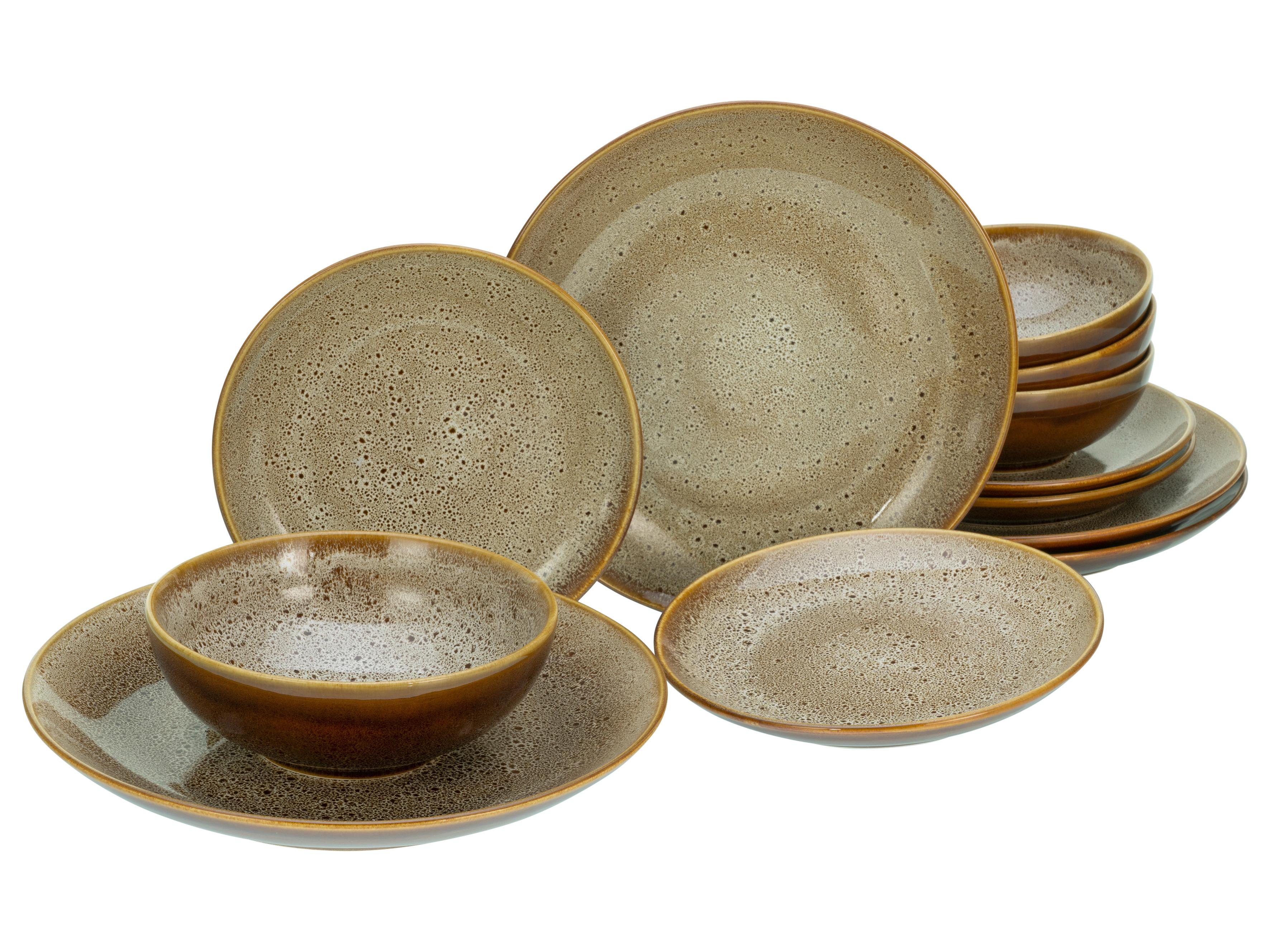 Tafelservice Cognac, 12-teilig - Cognac, Keramik - Creatable