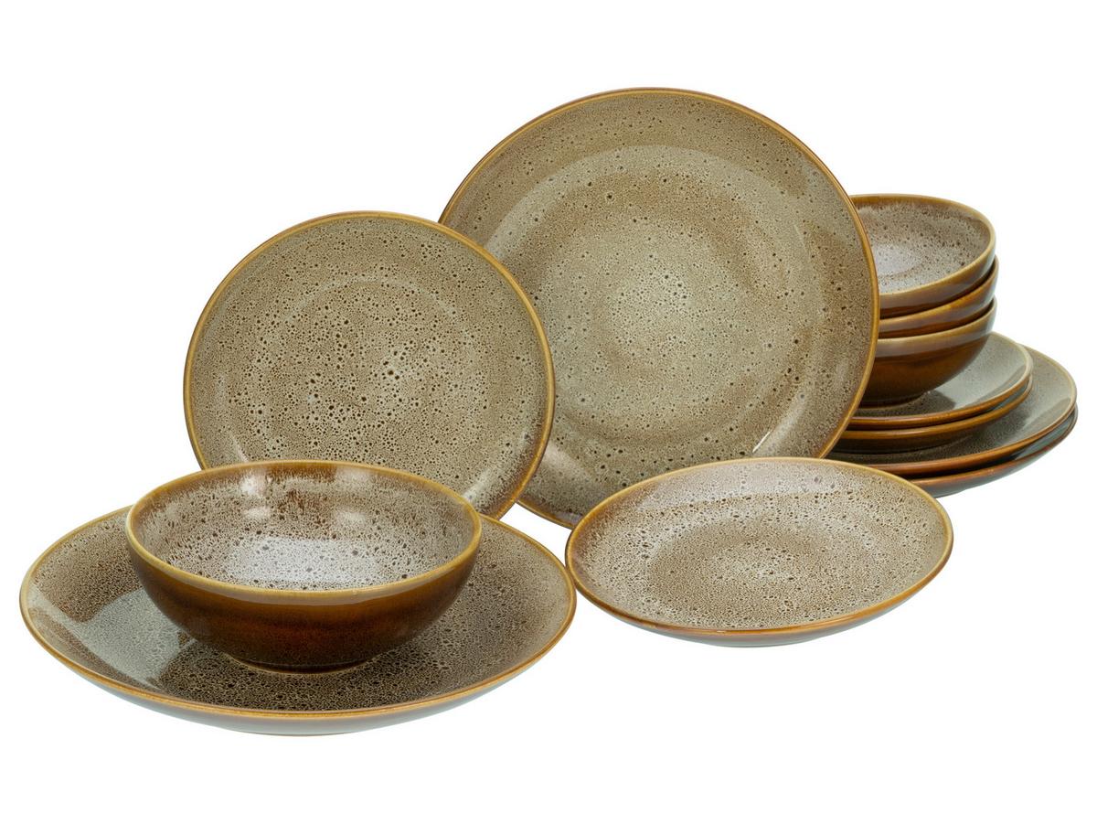 Tafelservice Cognac, 12-teilig - Cognac, Keramik - Creatable