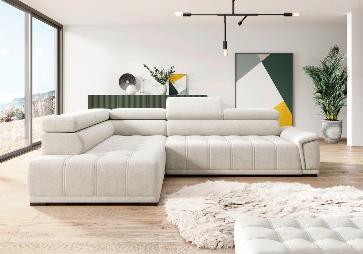 Kutna Garnitura Gremio - boje pijeska/crna, Moderno, tekstil/plastika (106/283cm) - Modern Living