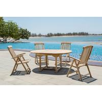 Gartentischgruppe 5-tlg. Naturfarben Teakholz - Naturfarben, Natur, Holz - Gardenson