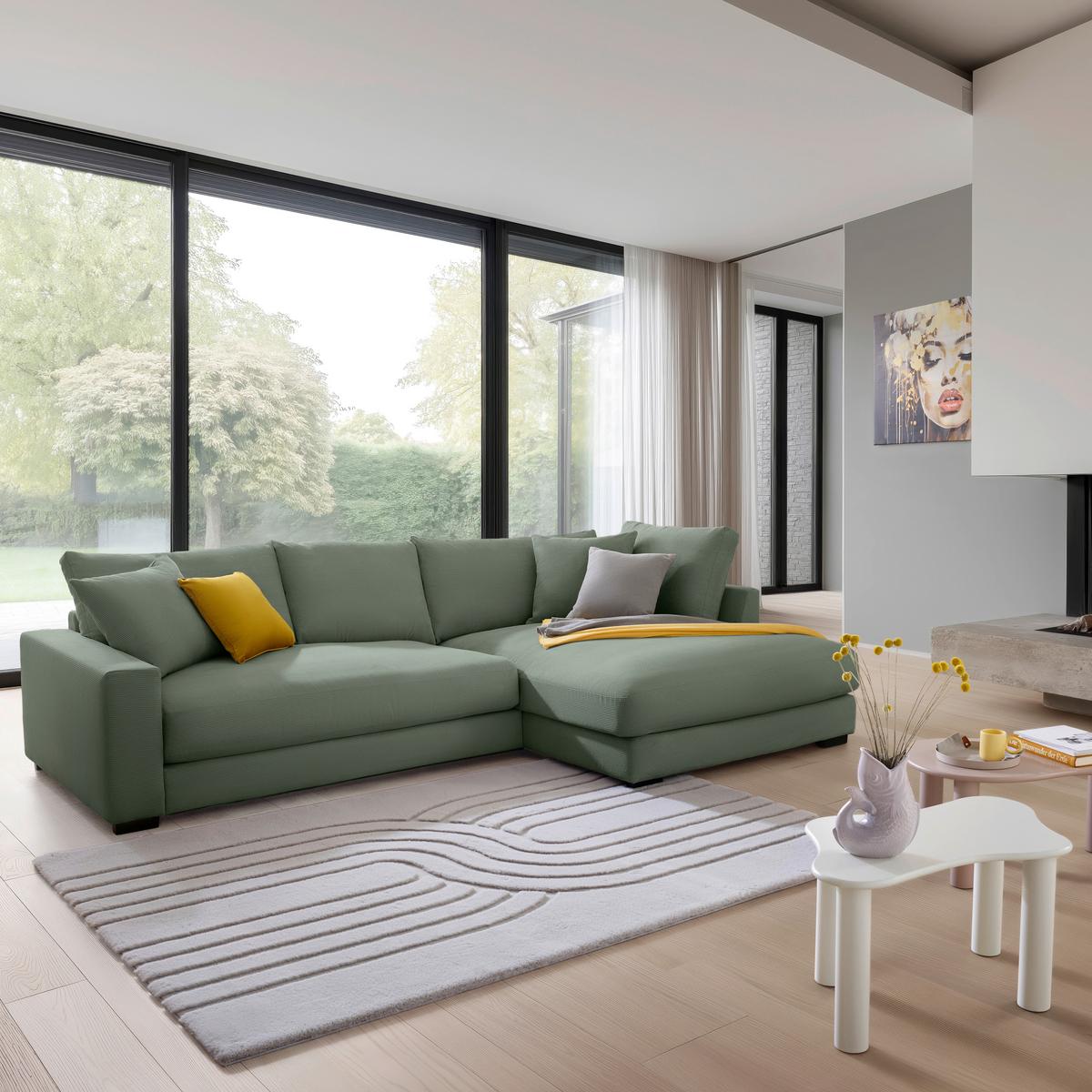 Ecksofa Pedro Hellgrün - Schwarz/Hellgrün, MODERN, Kunststoff/Textil (300/190cm) - Mömax