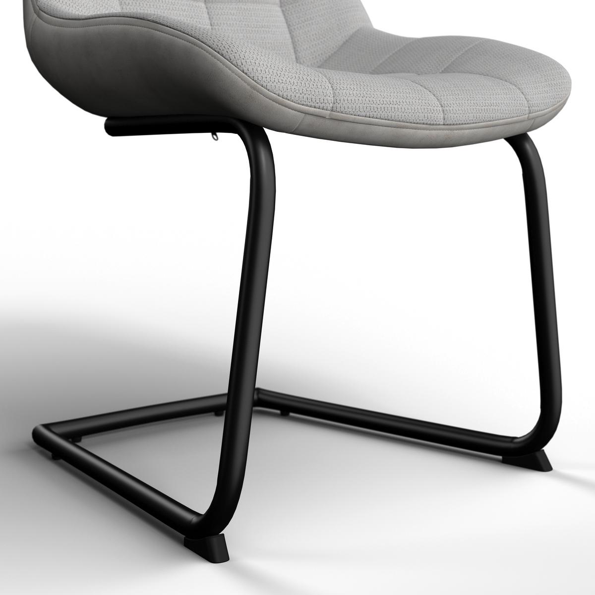 Schwingstuhl Marilea Creme Lederlook/Webstoff Gepolstert - Creme/Schwarz, MODERN, Holz/Textil (53/86/61cm) - Bessagi Home