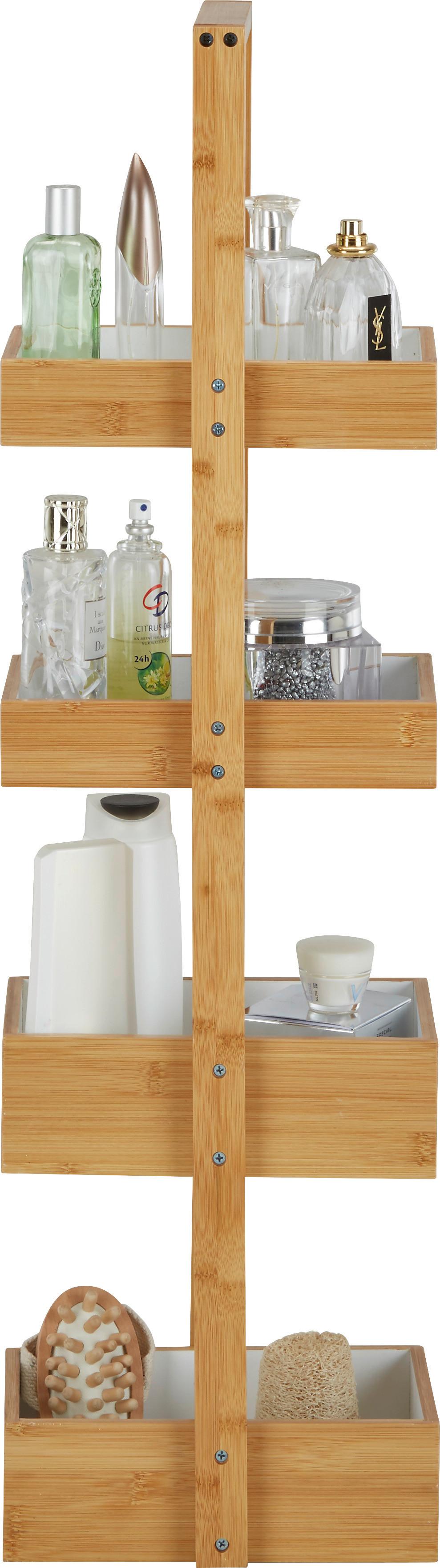 Standregal aus Bambus Natur/Weiß - Naturfarben/Weiß, MODERN, Holz (25/88/18cm) - Mömax