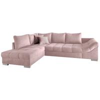 Wohnlandschaft Alvito Rosa Nylon/Mikrofaser - Silberfarben/Rosa, Design, Holz/Textil (202/298cm) - MID.YOU