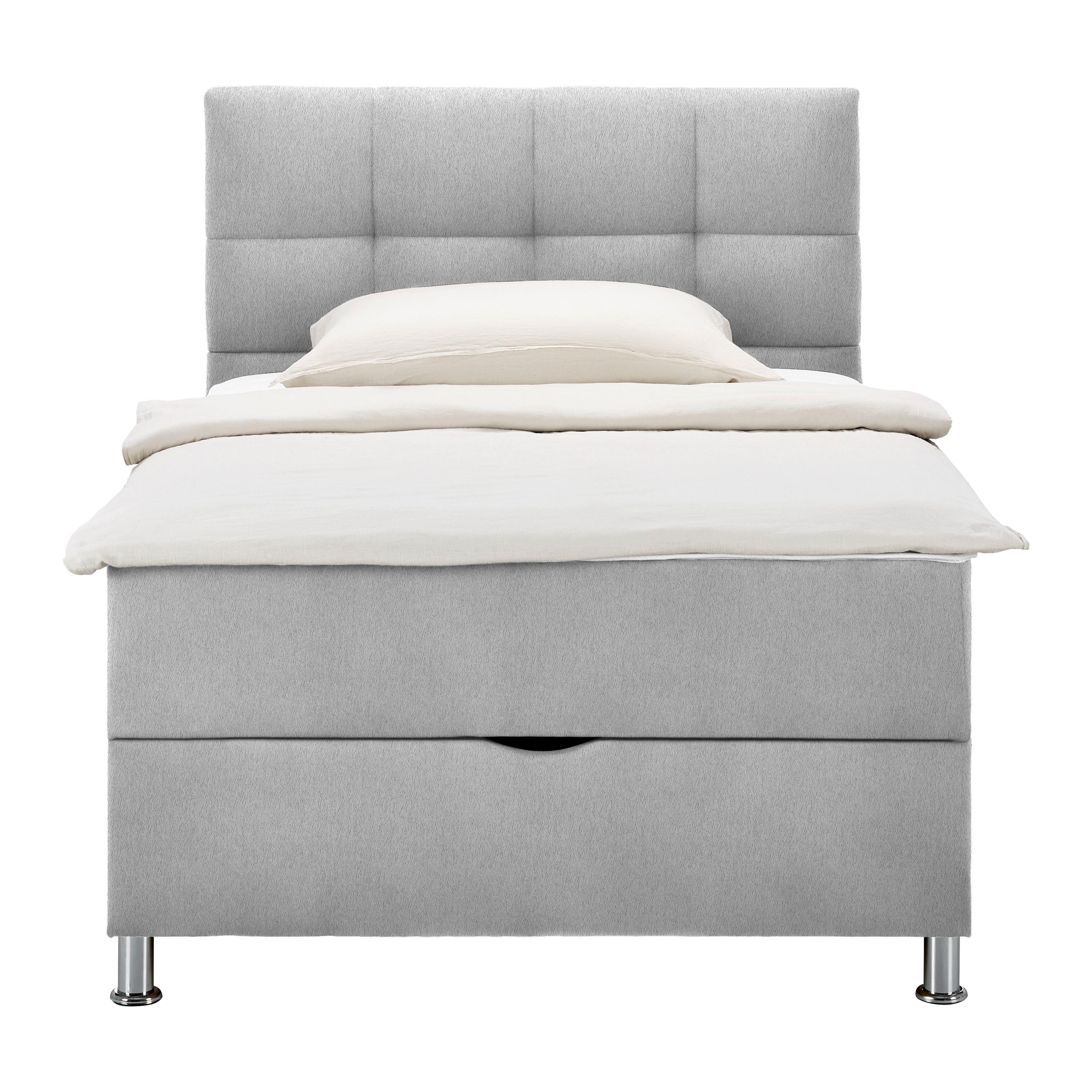 Box Krevet Oviedo - svijetlo siva/boje kroma, Konvencionalno, tekstil (120/200cm) - Based