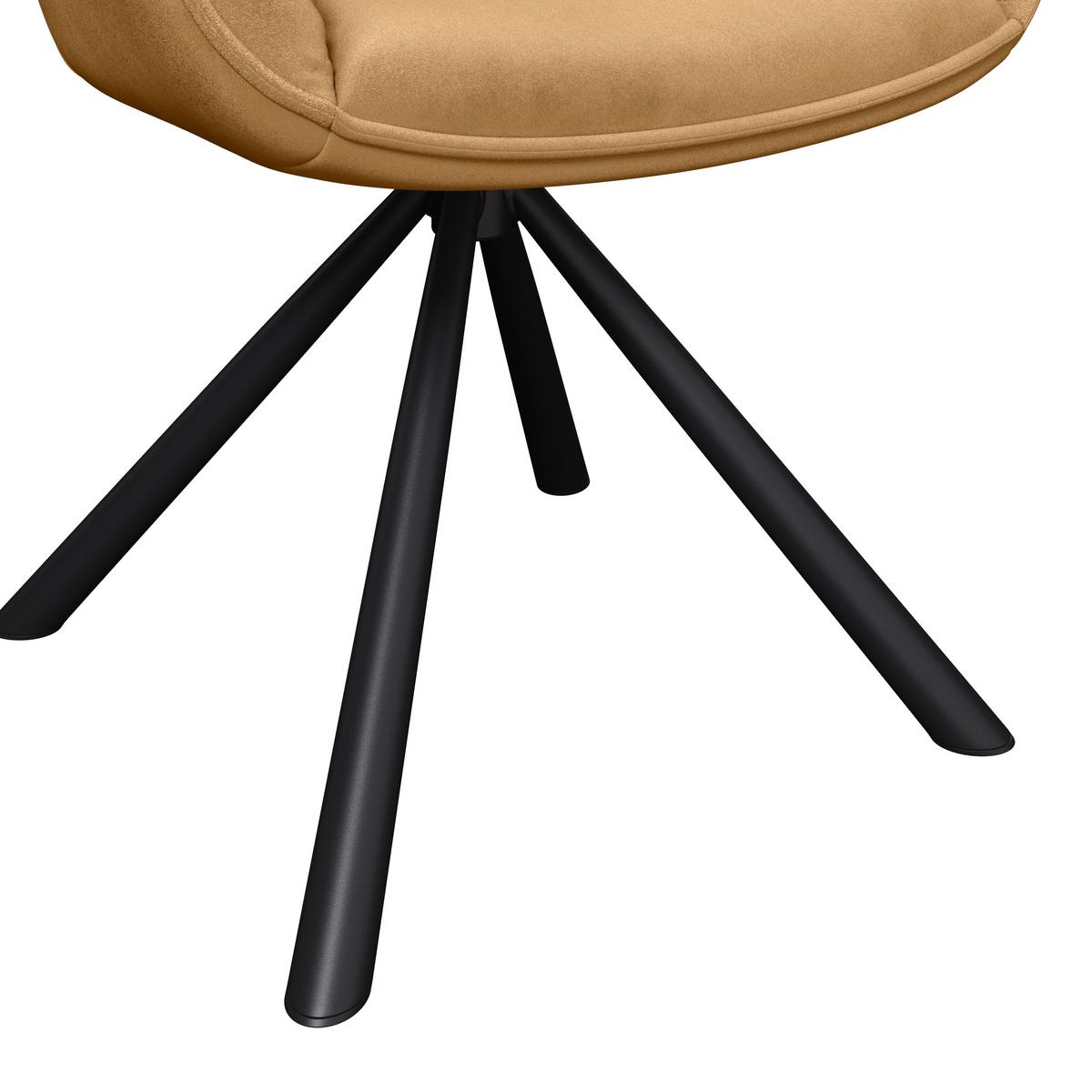 Naslanjač Silvi, Rjava, Žamet, Vrtljiv - črna/rjava, Konvencionalno, kovina/tekstil (62/85/62cm)