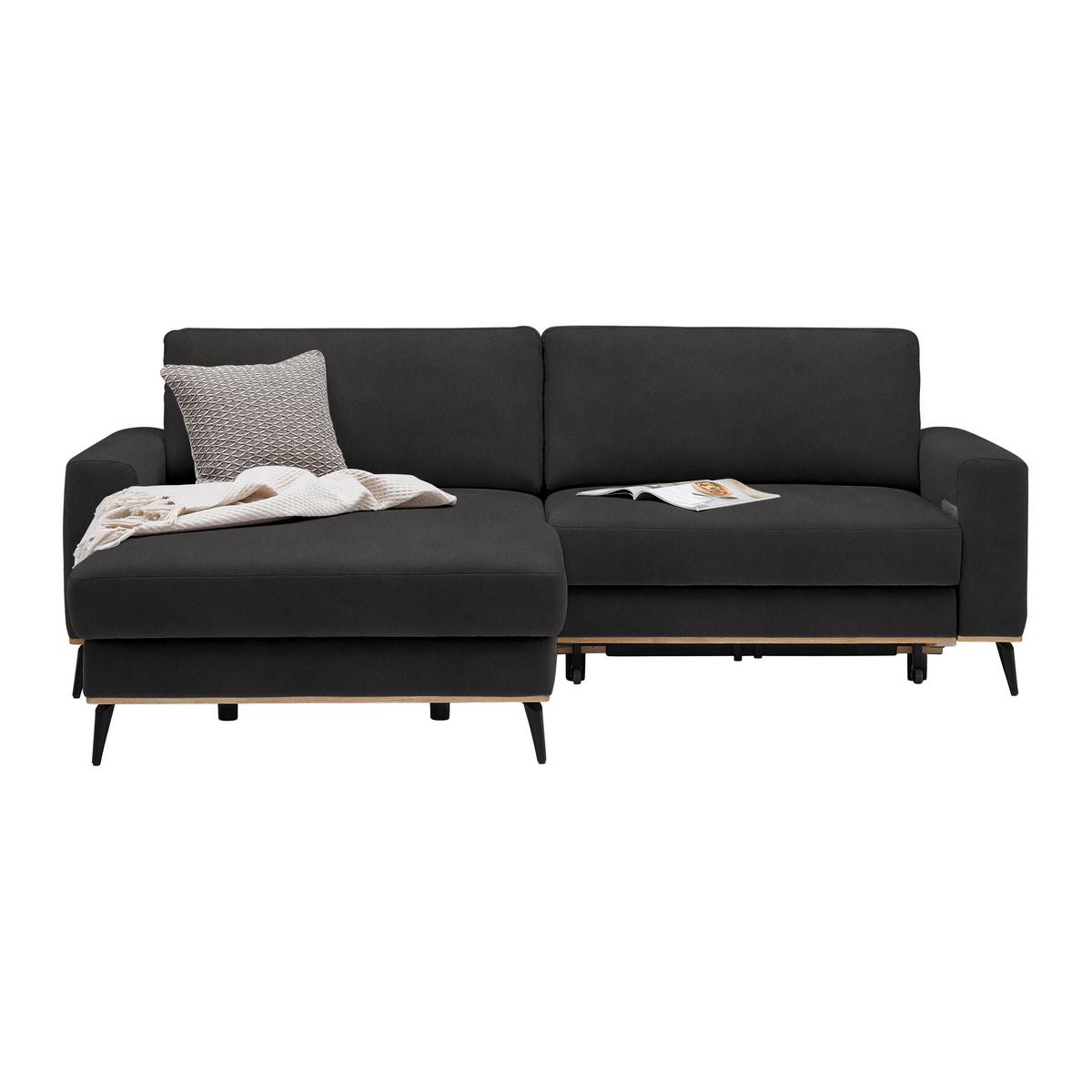 Wohnlandschaft Romeo Dunkelgrau - Dunkelgrau/Schwarz, KONVENTIONELL, Textil/Metall (167/87/234cm) - Zandiara