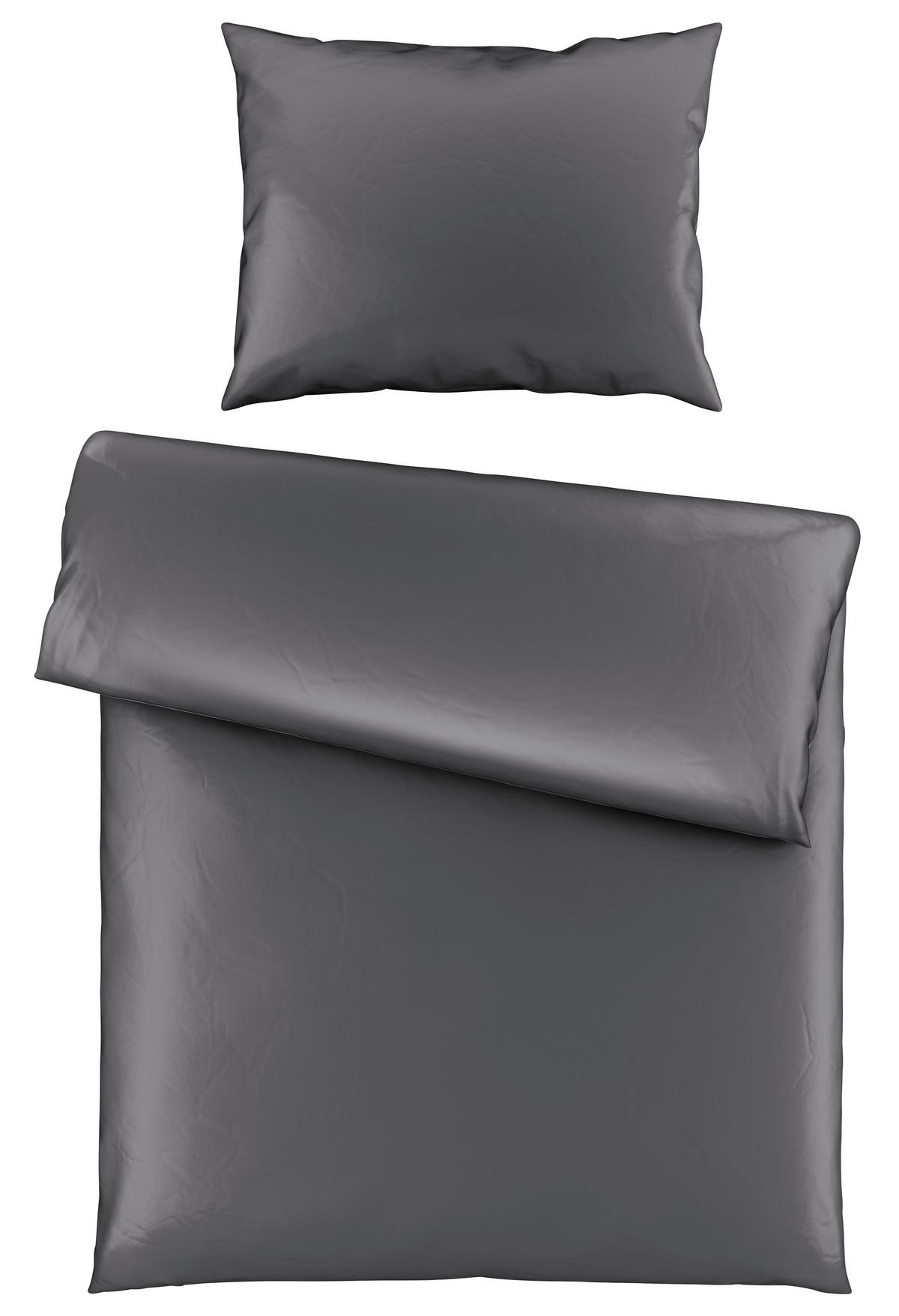 Bettwäsche Bio-Sophia Uni Anthrazit ca. 140x200cm - Anthrazit, Natur, Textil (140/200cm) - ecoTree