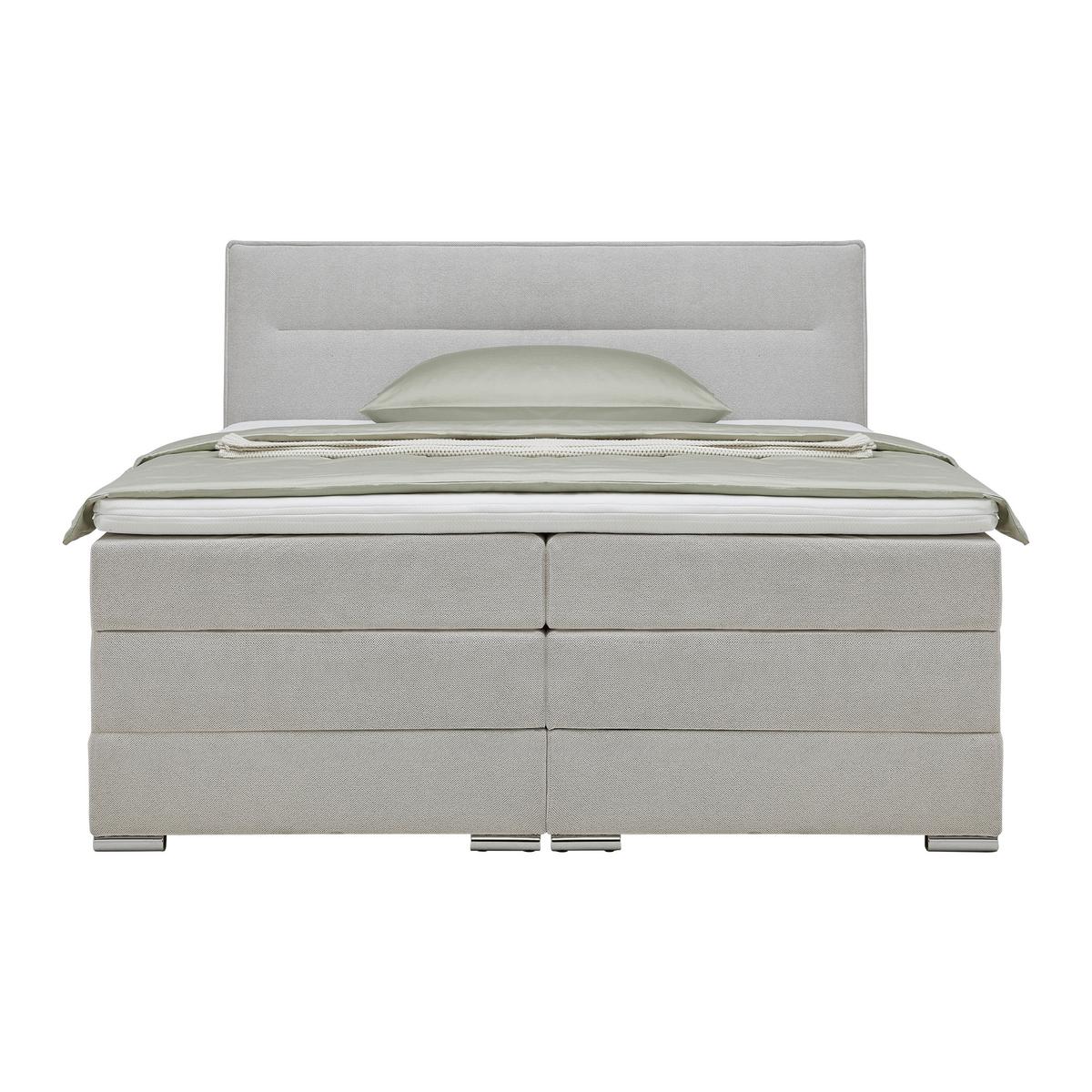 lit boxspring in Grau ca. 160x200cm - gris/couleur zinc, Konventionell, textile/bois (160/200cm) - Premium Living