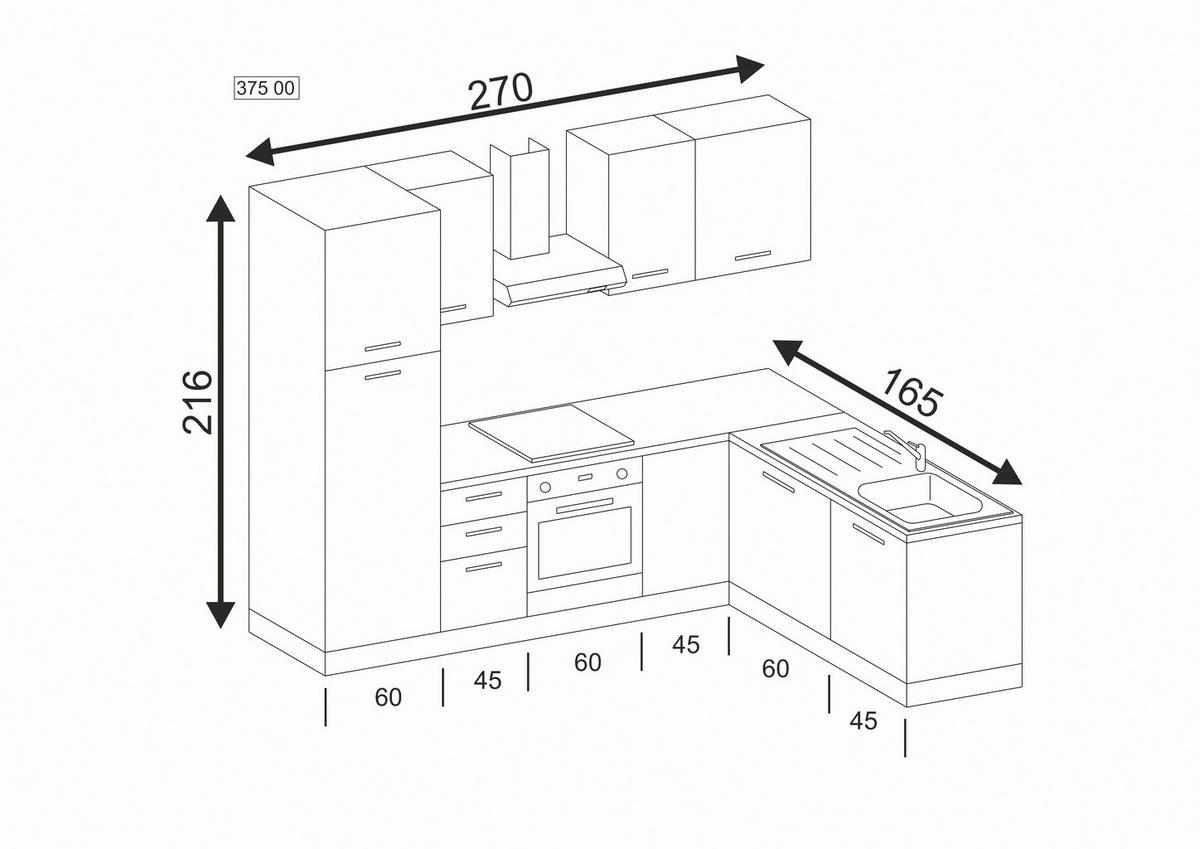 Eckküche Calliope Weiß/Eukalytusholzfarben - Eukalyptusholzfarben/Alufarben, LIFESTYLE, Holzwerkstoff/Kunststoff (270/165cm) - MID.YOU