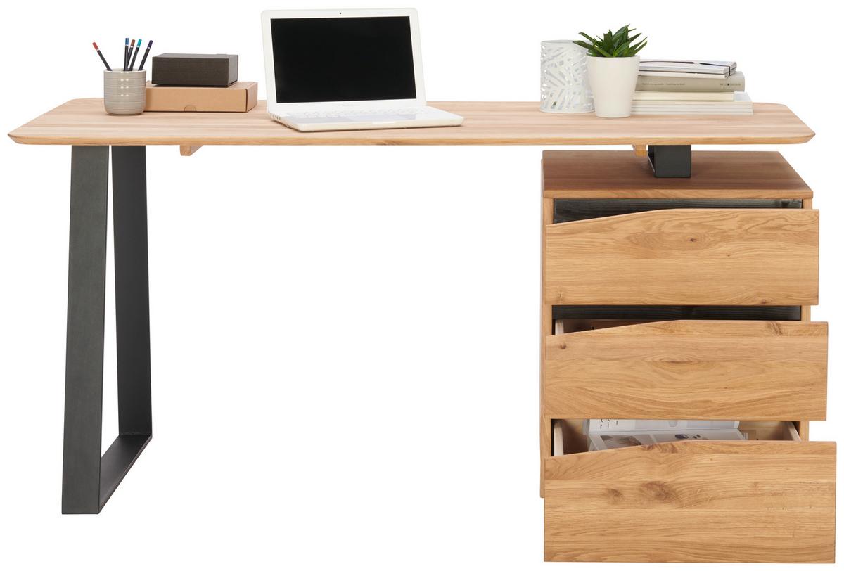 BIURKO LYNX -LINEA NATURA- - dąb dziki/czarny, Natur, metal/drewno (140/65/75cm) - Linea Natura