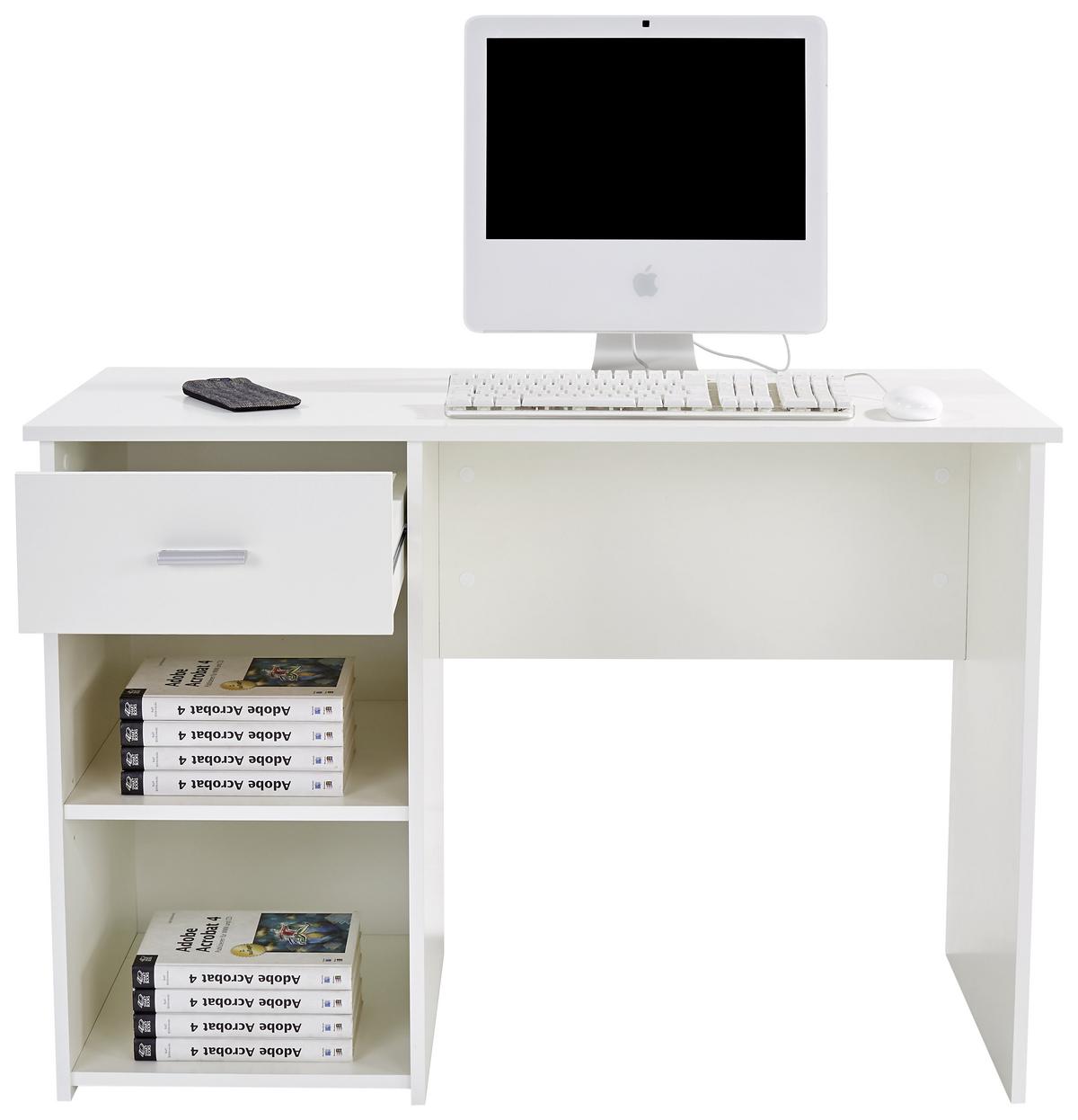 Íróasztal Fehér 1 Fiókkal Kubek 2 - fehér, Modern, faalapú anyag (110/75/50cm)