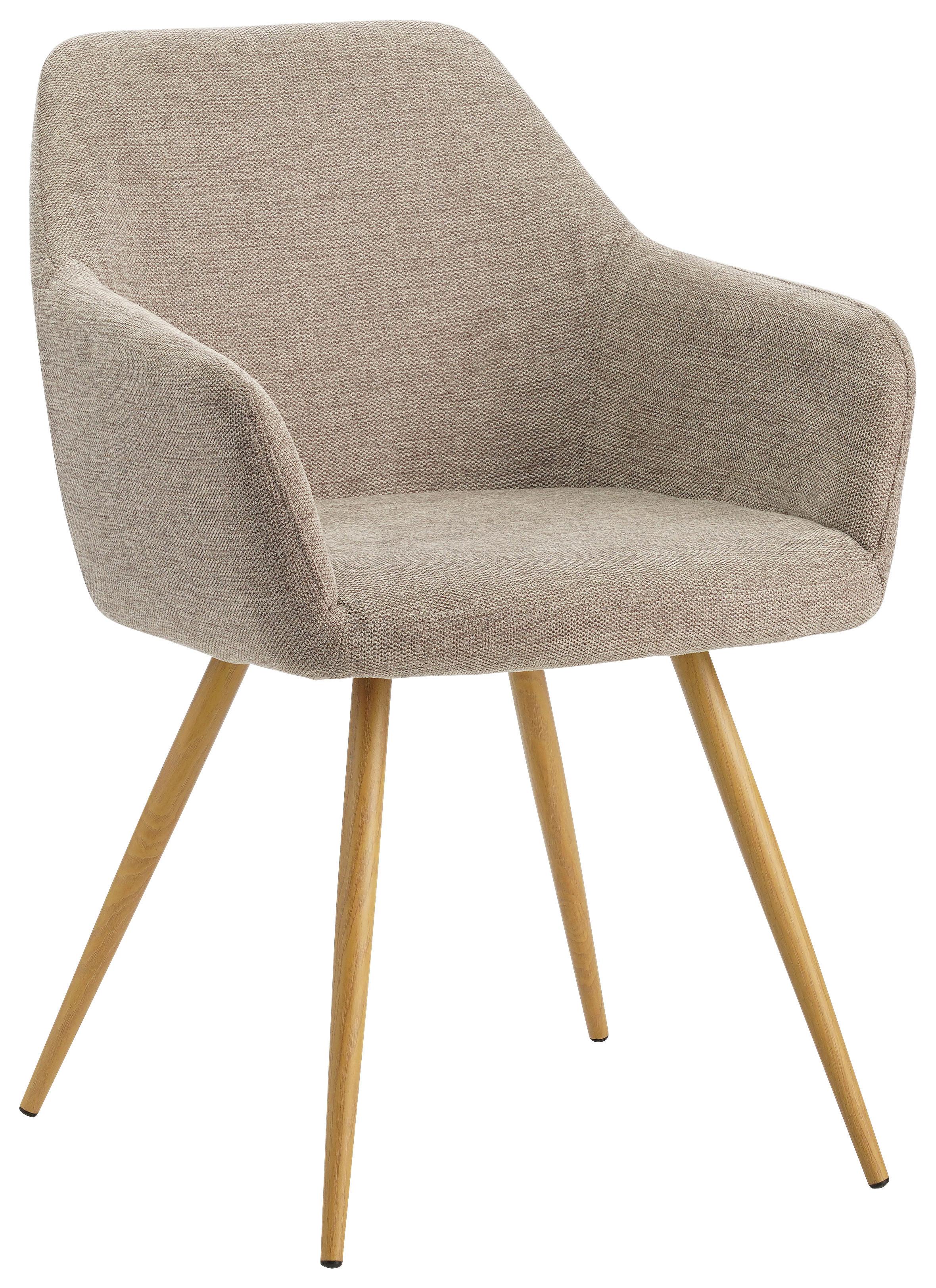 KRZESŁO Z PODŁOKIETNIKAMI MELINDA - beżowy/kolor naturalny, Modern, metal/tkanina (56/81,5/63cm) - MID.YOU