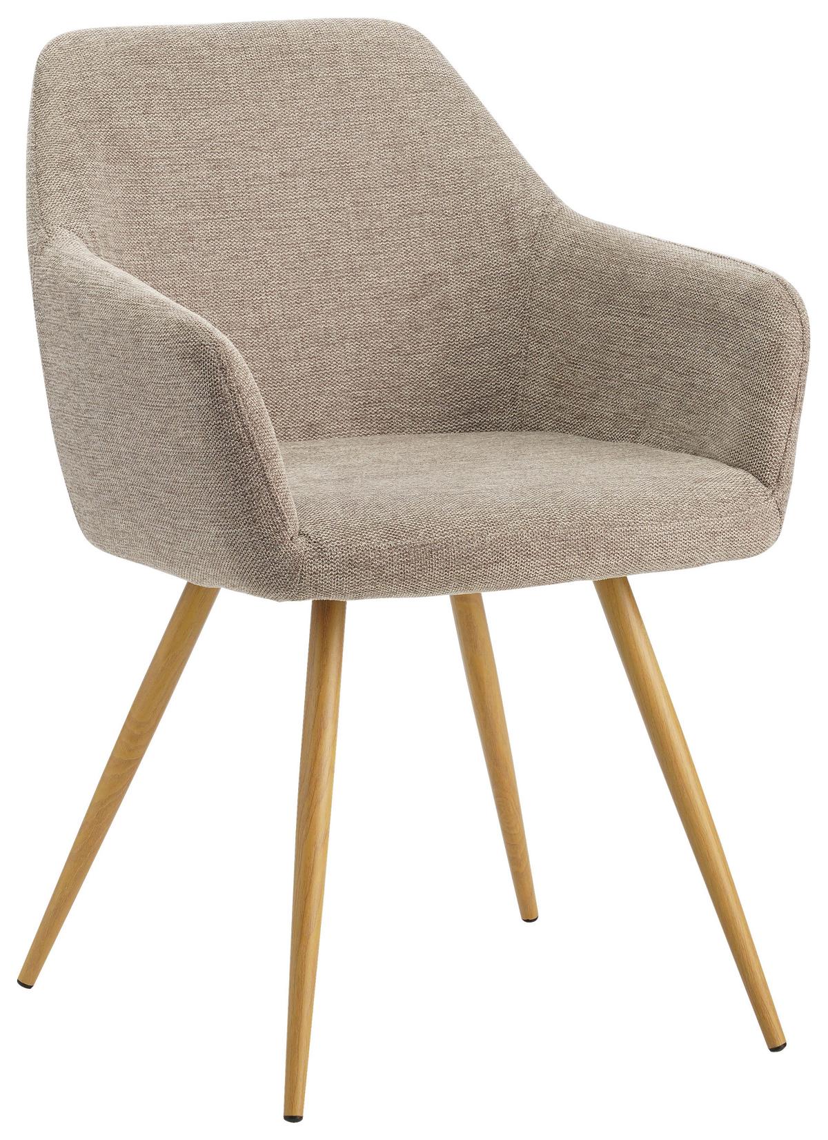 KRZESŁO Z PODŁOKIETNIKAMI MELINDA - beżowy/kolor naturalny, Modern, metal/tkanina (56/81,5/63cm) - MID.YOU