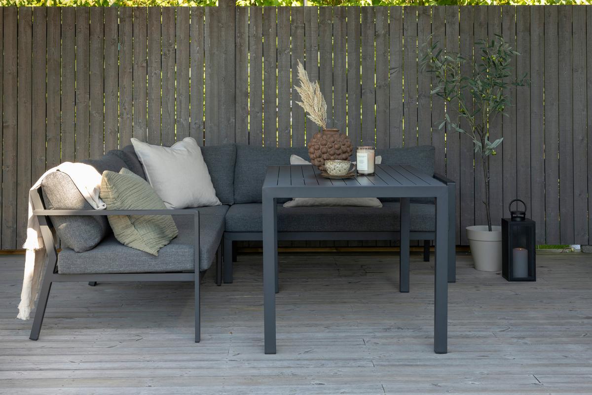 DINING-LOUNGESET RAMOS - Schwarz/Grau, KONVENTIONELL, Textil/Metall (294/210cm) - Gardenson
