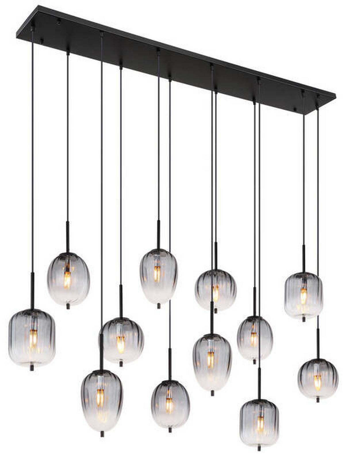 HÄNGELEUCHTE 15215-12 - Klar/Schwarz, Design, Glas/Kunststoff (160/34/130cm) - Globo