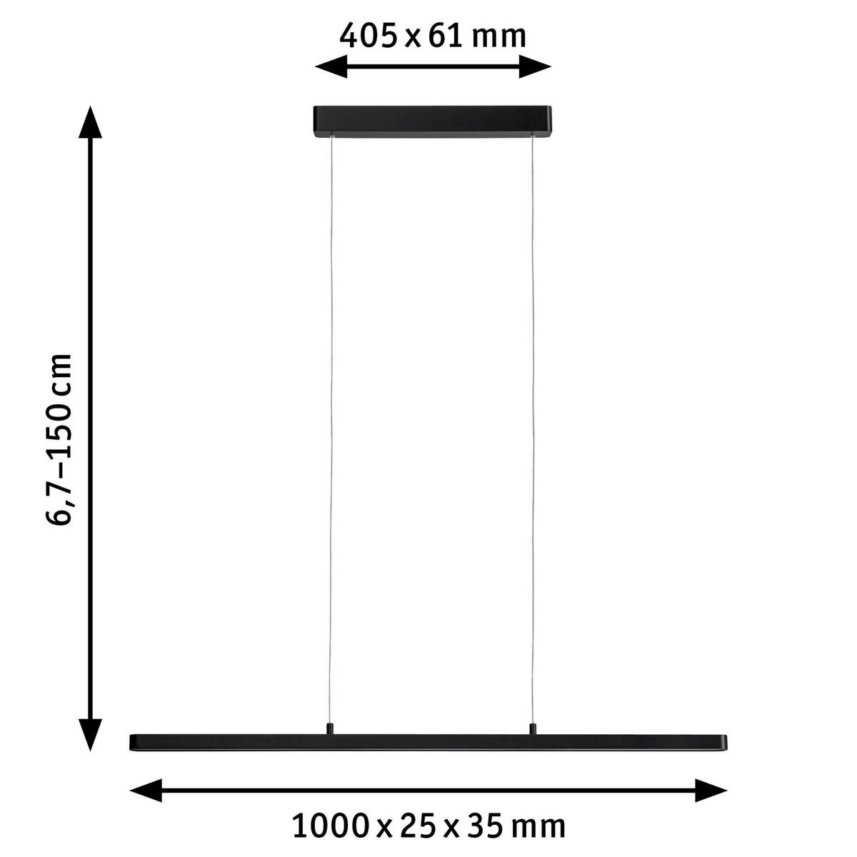 LED-Hängeleuchte Lento max. 42 Watt - Schwarz, Design, Kunststoff/Metall (100/150cm) - Paulmann
